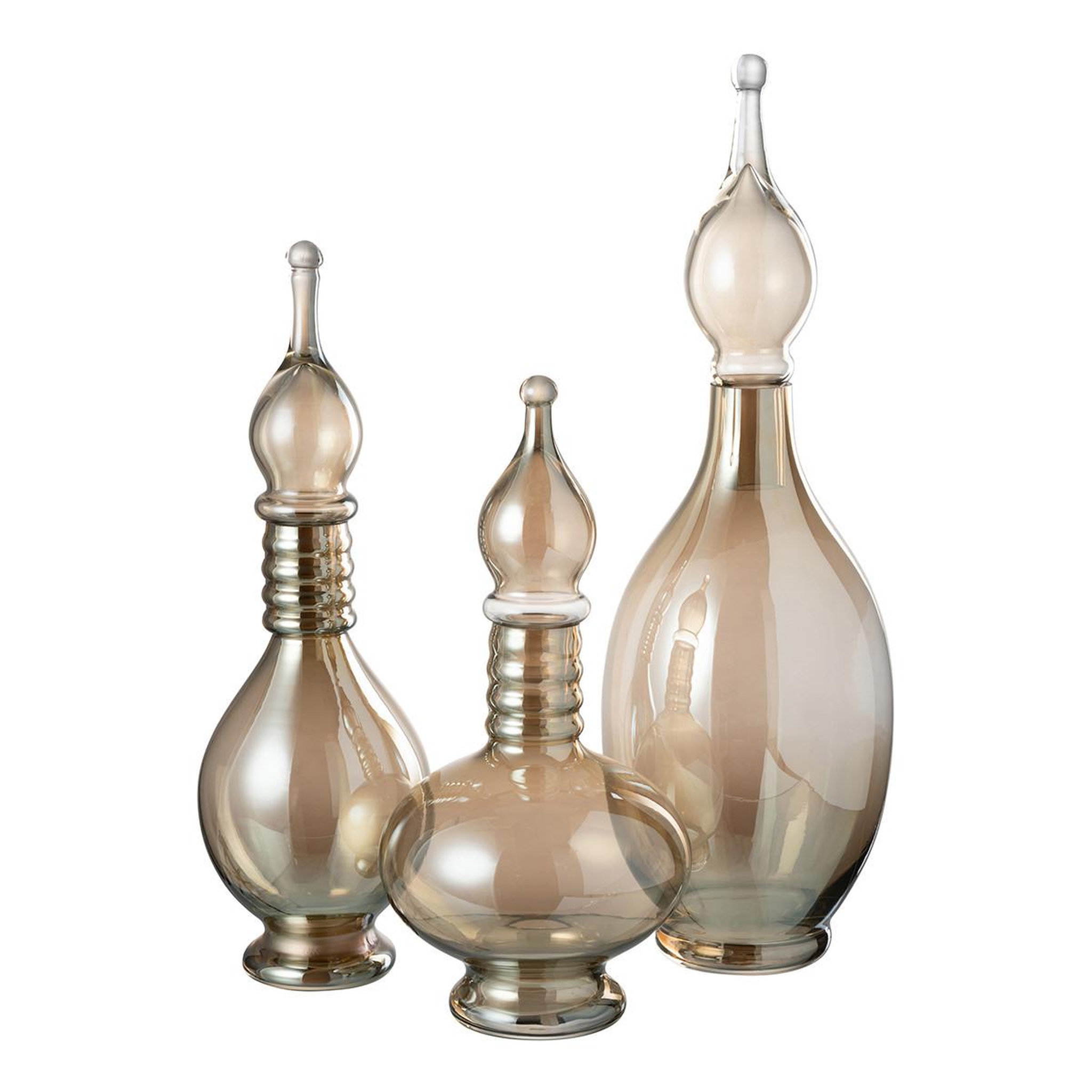 Voir la diapositive 3 : J-LINE Vase bouchon fiole en verre  jo  53cm beige