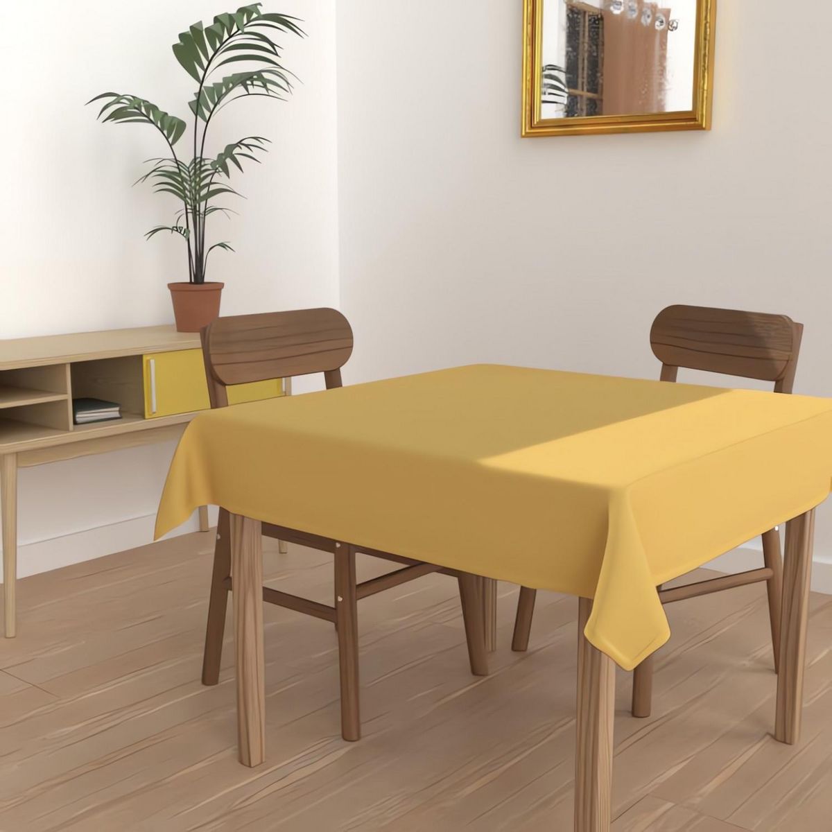 SOLEIL D'OCRE Nappe anti-tâches carrée ALIX jaune, par Soleil d'Ocre