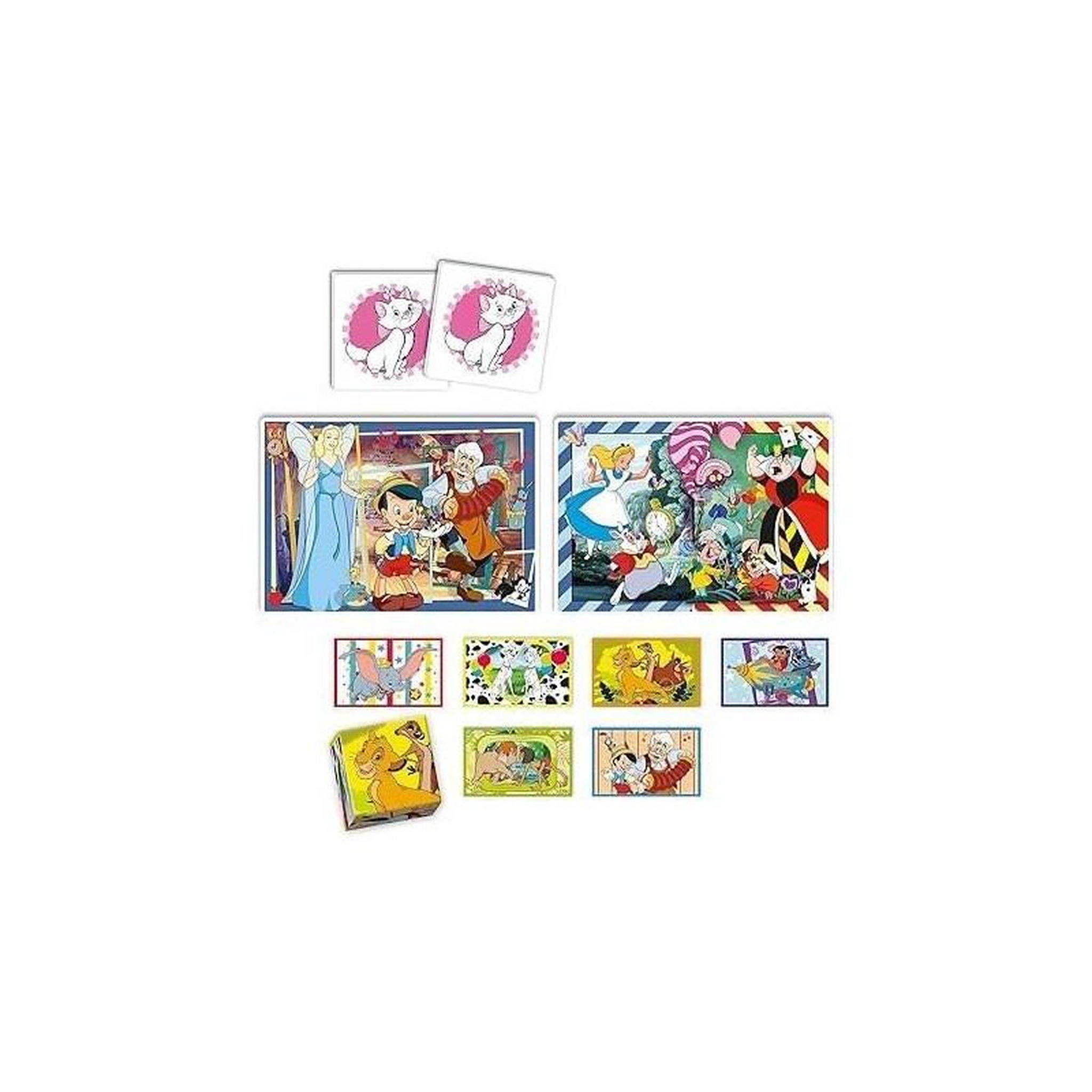 Voir la diapositive 3 : CLEMENTONI Coffret éducatif enfant 4 en 1 Disney puzzles mémo cubes apprentissage – Clementoni