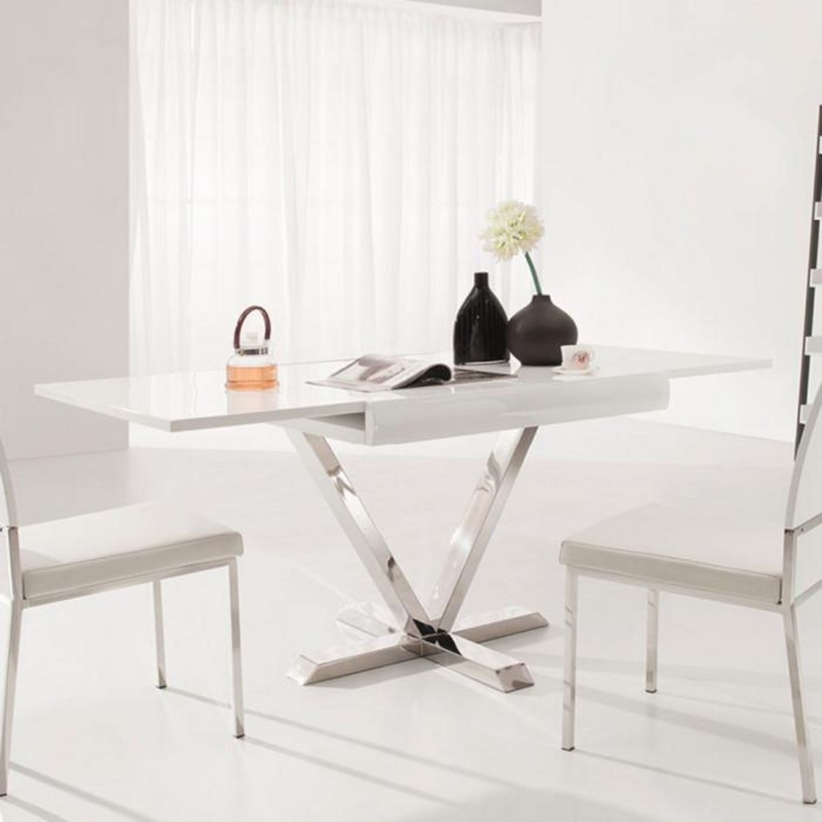 Paris Prix Table d'Appoint Extensible  Emery  90-180cm Blanc