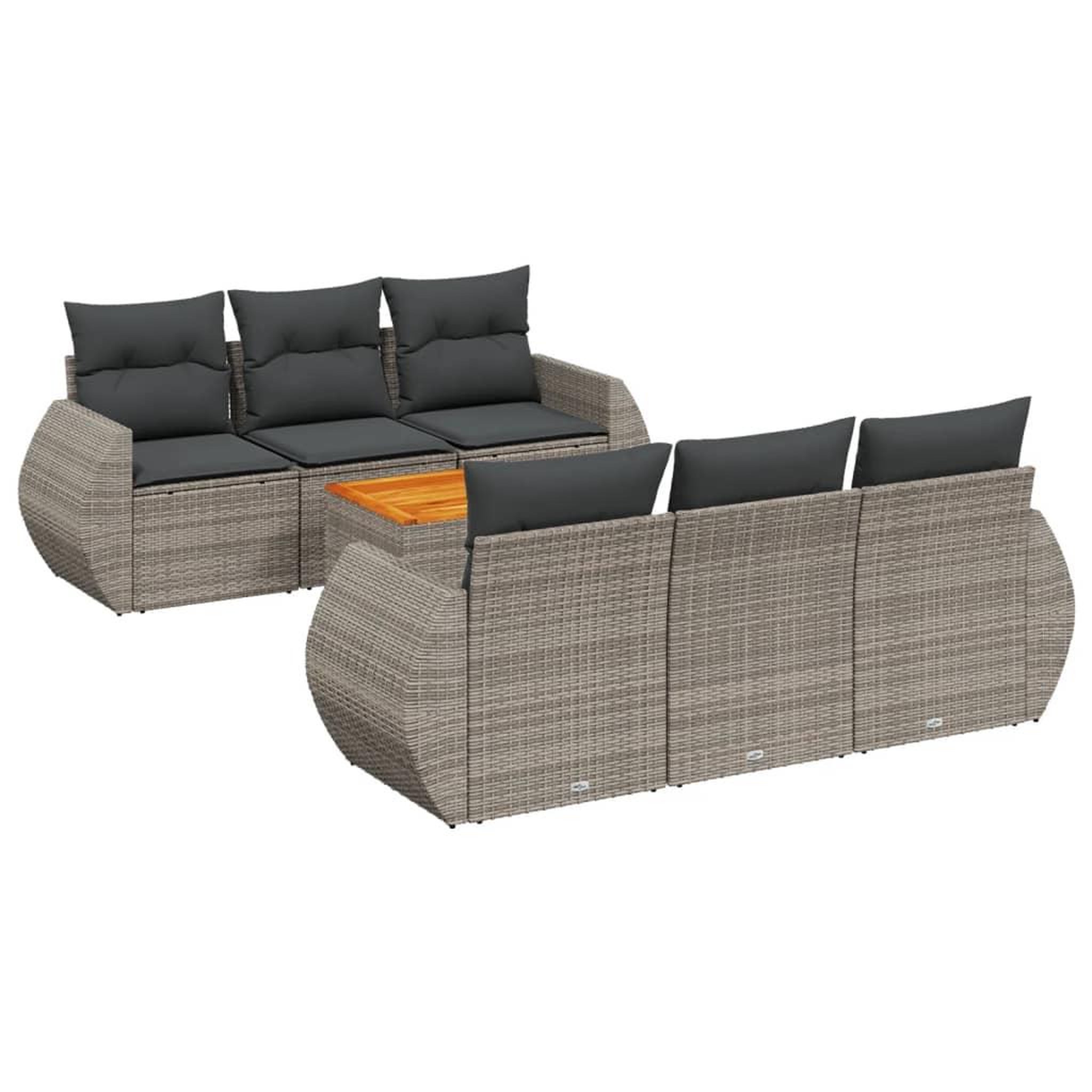 Voir la diapositive 2 : VIDAXL Salon de jardin avec coussins 7 pcs gris resine tressee