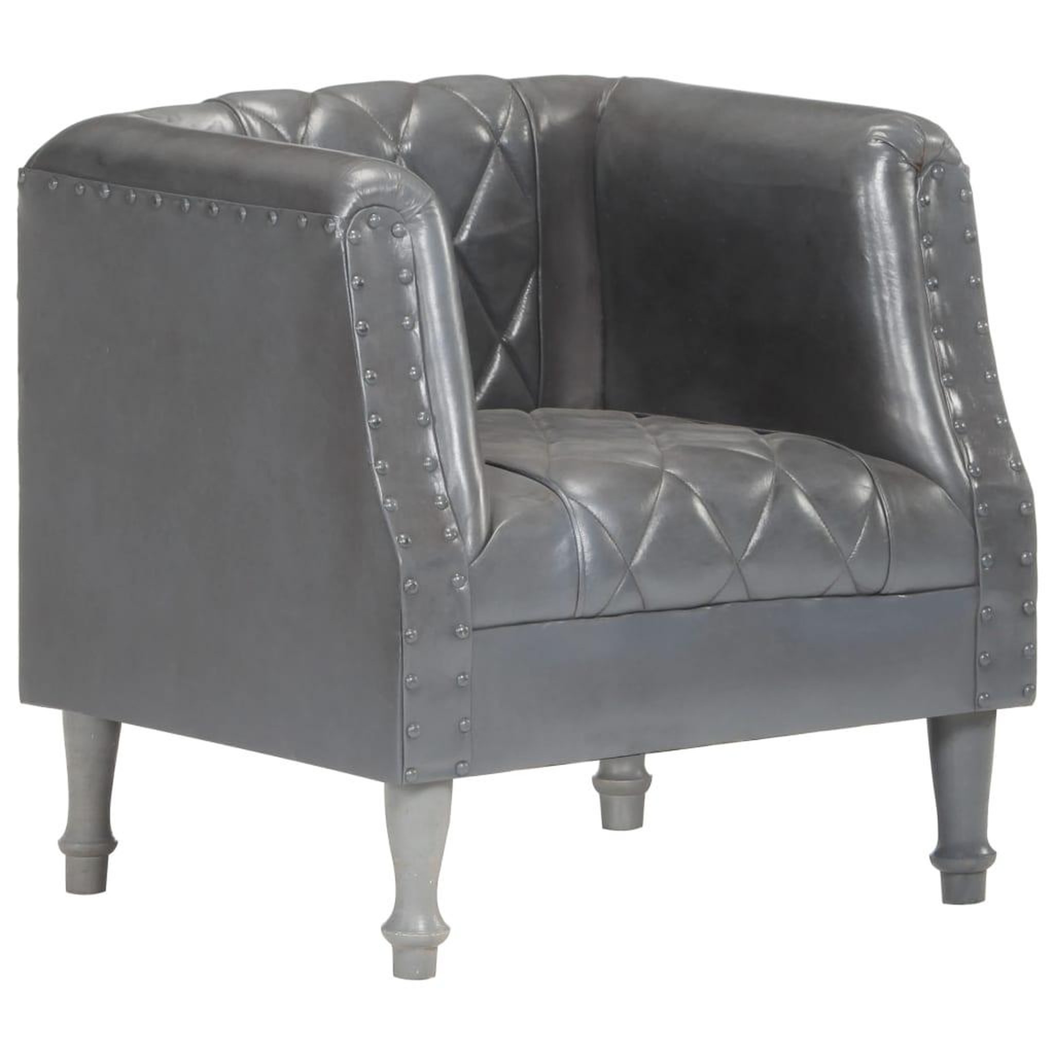 Voir la diapositive 1 : VIDAXL Chaise cabriolet Gris Cuir veritable de chevre