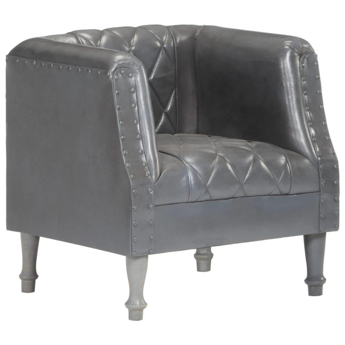 VIDAXL Chaise cabriolet Gris Cuir veritable de chevre