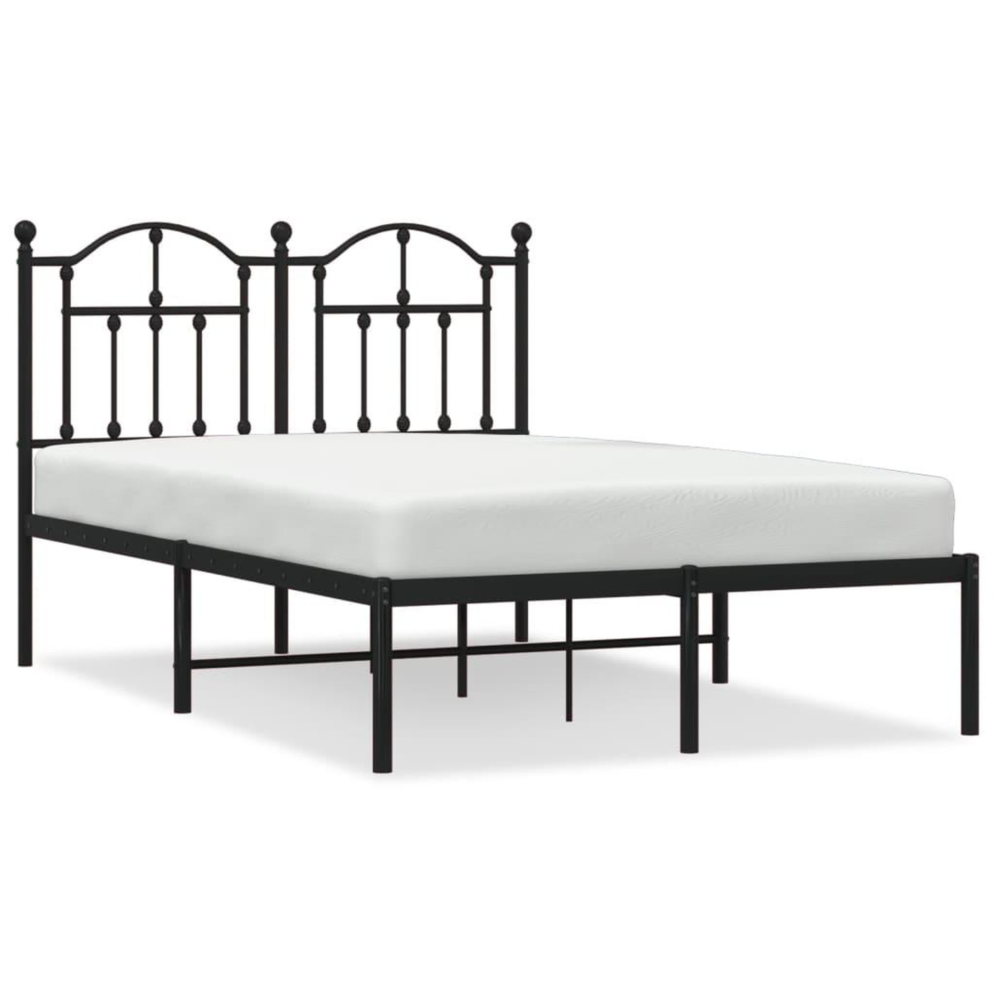Voir la diapositive 2 : VIDAXL Cadre de lit metal sans matelas avec tete de lit noir 120x200cm