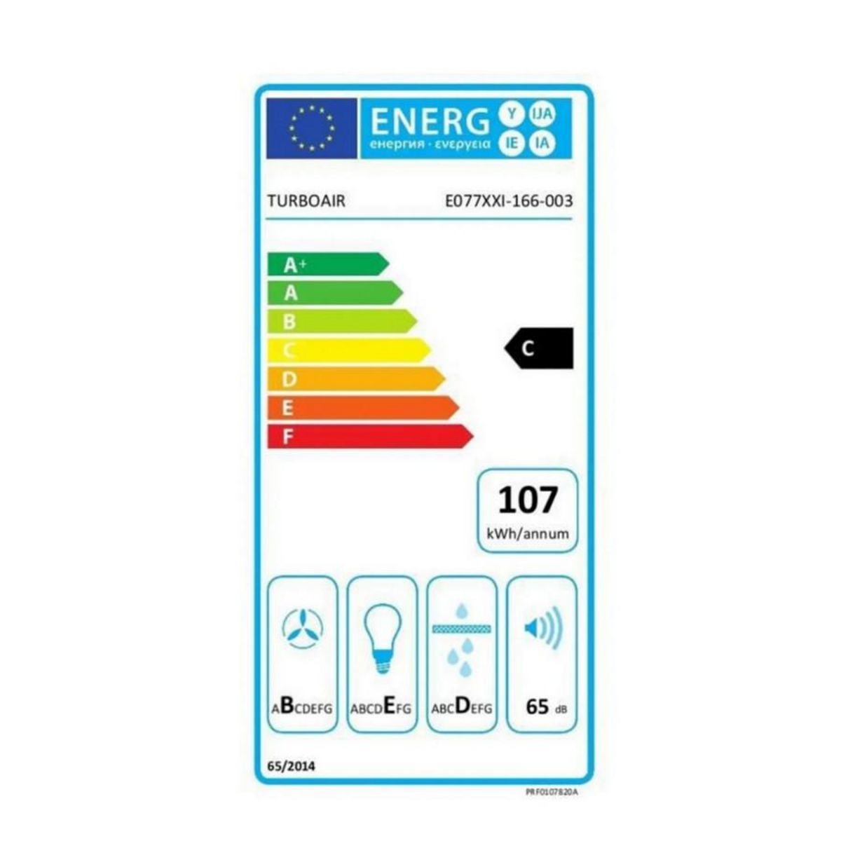 TURBOAIR Hotte décorative inclinée 90cm 735m3/h noir - THUNDERBL/A/90/LX