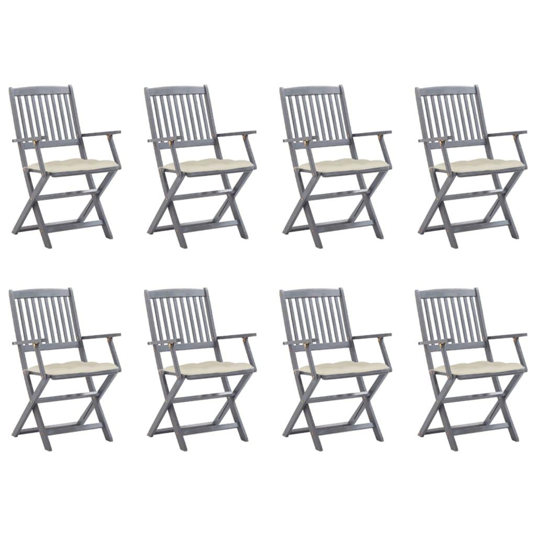 Voir la diapositive 1 : VIDAXL Chaises pliables d'exterieur lot de 8 et coussins Bois d'acacia