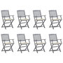 Voir la diapositive 1 : VIDAXL Chaises pliables d'exterieur lot de 8 et coussins Bois d'acacia