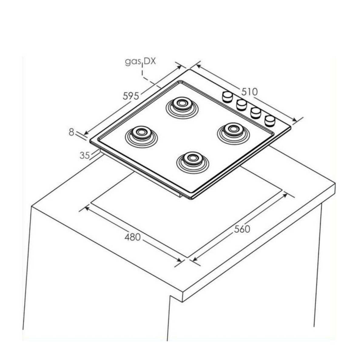 Candy Table de cuisson gaz 60cm 4 feux noir - chw6lbb