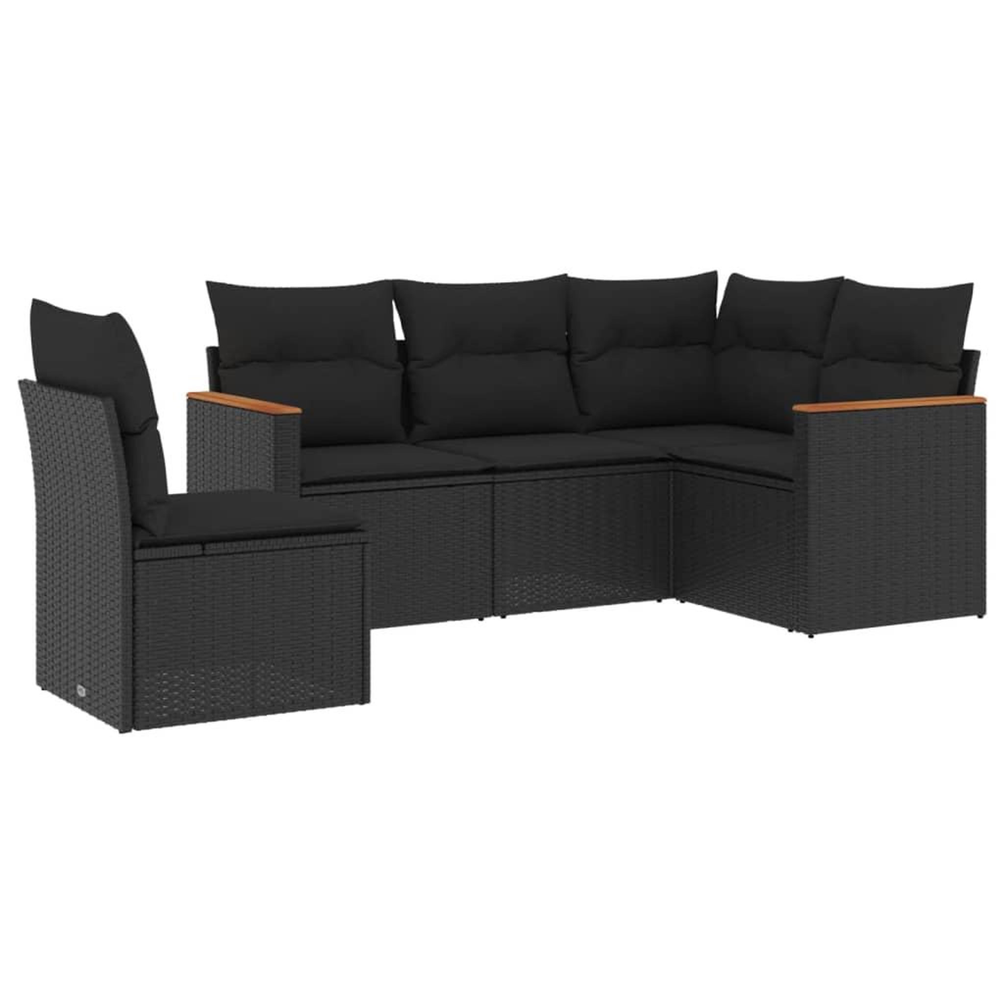 Voir la diapositive 2 : VIDAXL Salon de jardin 5 pcs avec coussins noir resine tressee