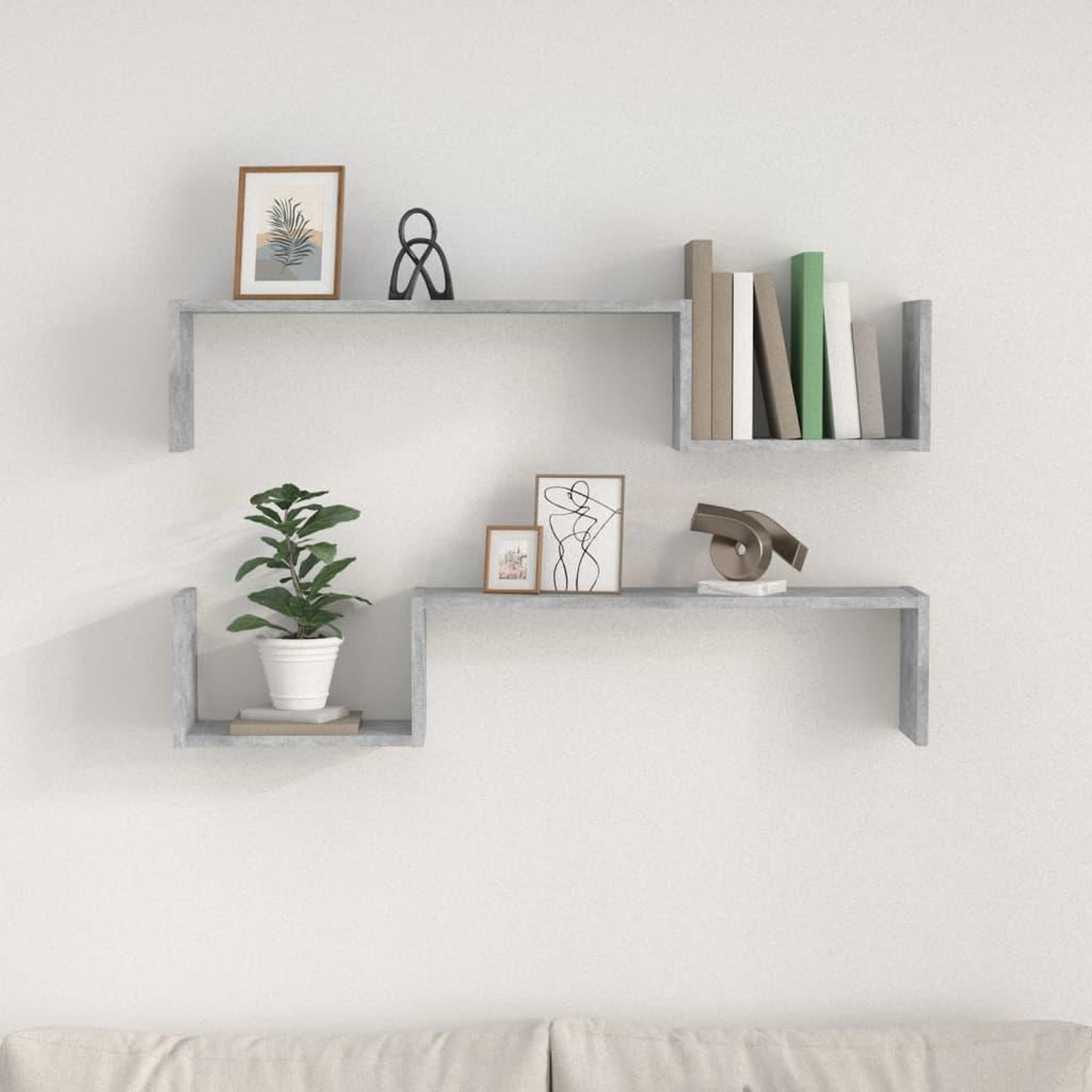 Voir la diapositive 3 : VIDAXL Etageres murales 2 pcs gris beton 100x15x20cm bois d'ingenierie