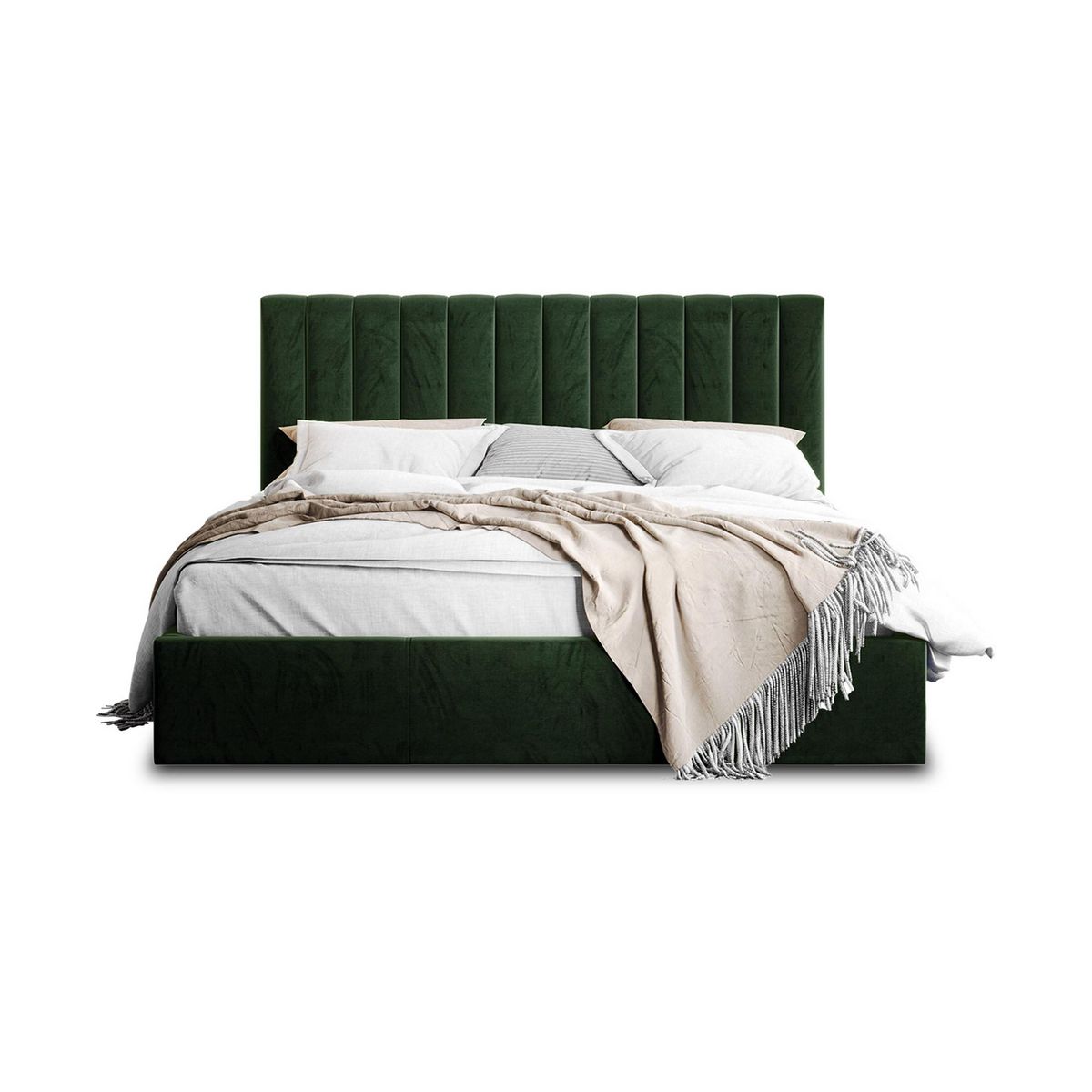 BEST MOBILIER Rosario - lit coffre - 160x200 - sommier inclus - en velours