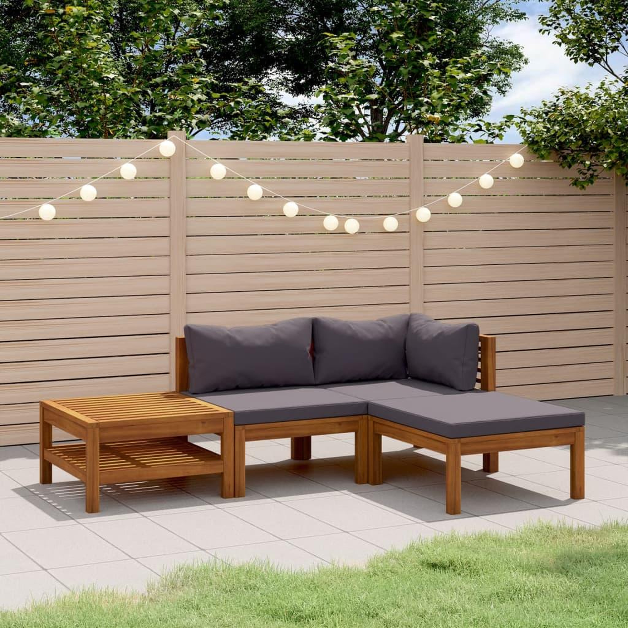 Voir la diapositive 1 : VIDAXL Salon de jardin 4 pcs avec coussin Bois d'acacia solide