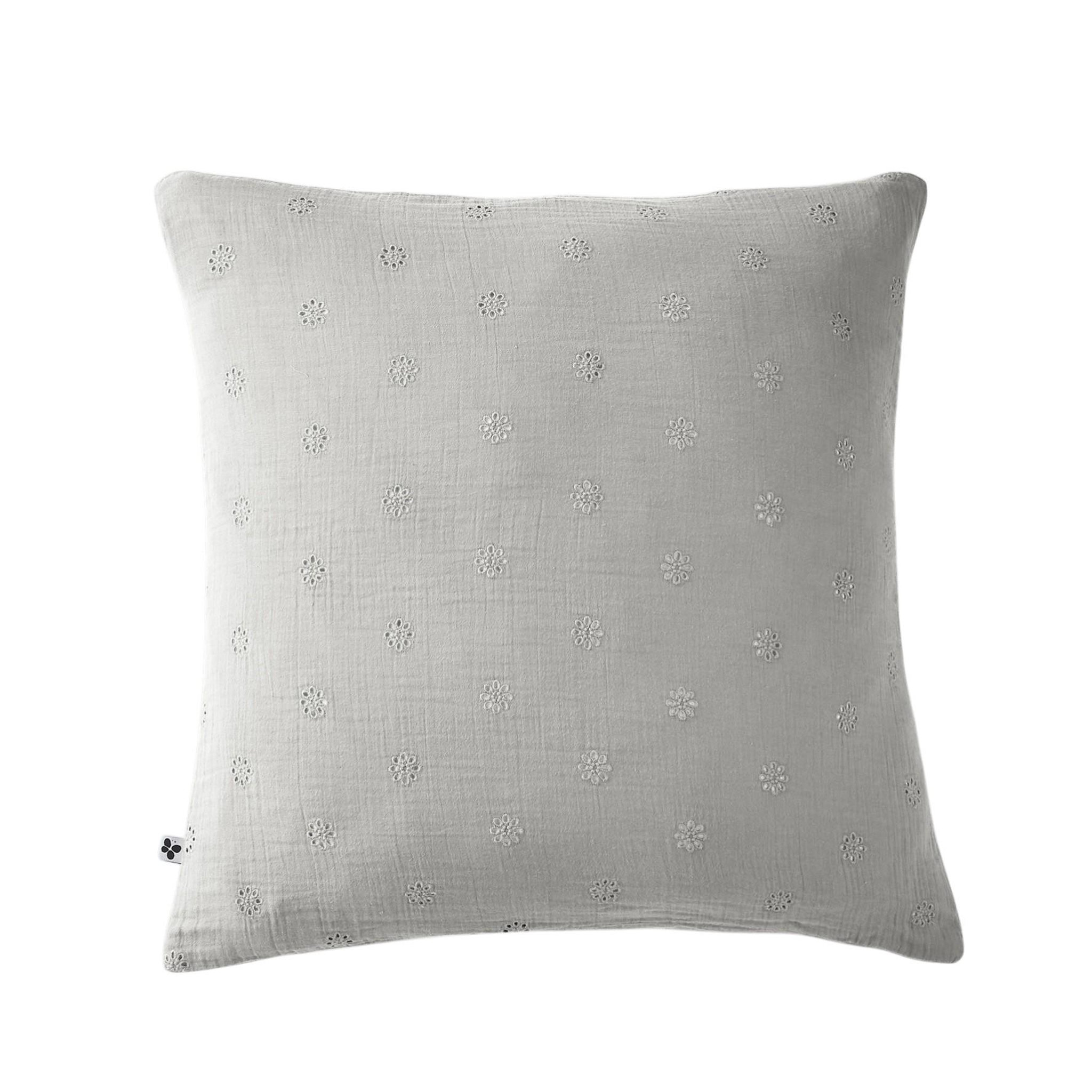 Eden Taie d'oreiller gaze de coton gaia boho. Coloris disponibles : Vert, Gris