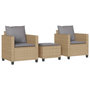 Voir la diapositive 2 : VIDAXL Ensemble de bistro 3 pcs avec coussins beige resine tressee