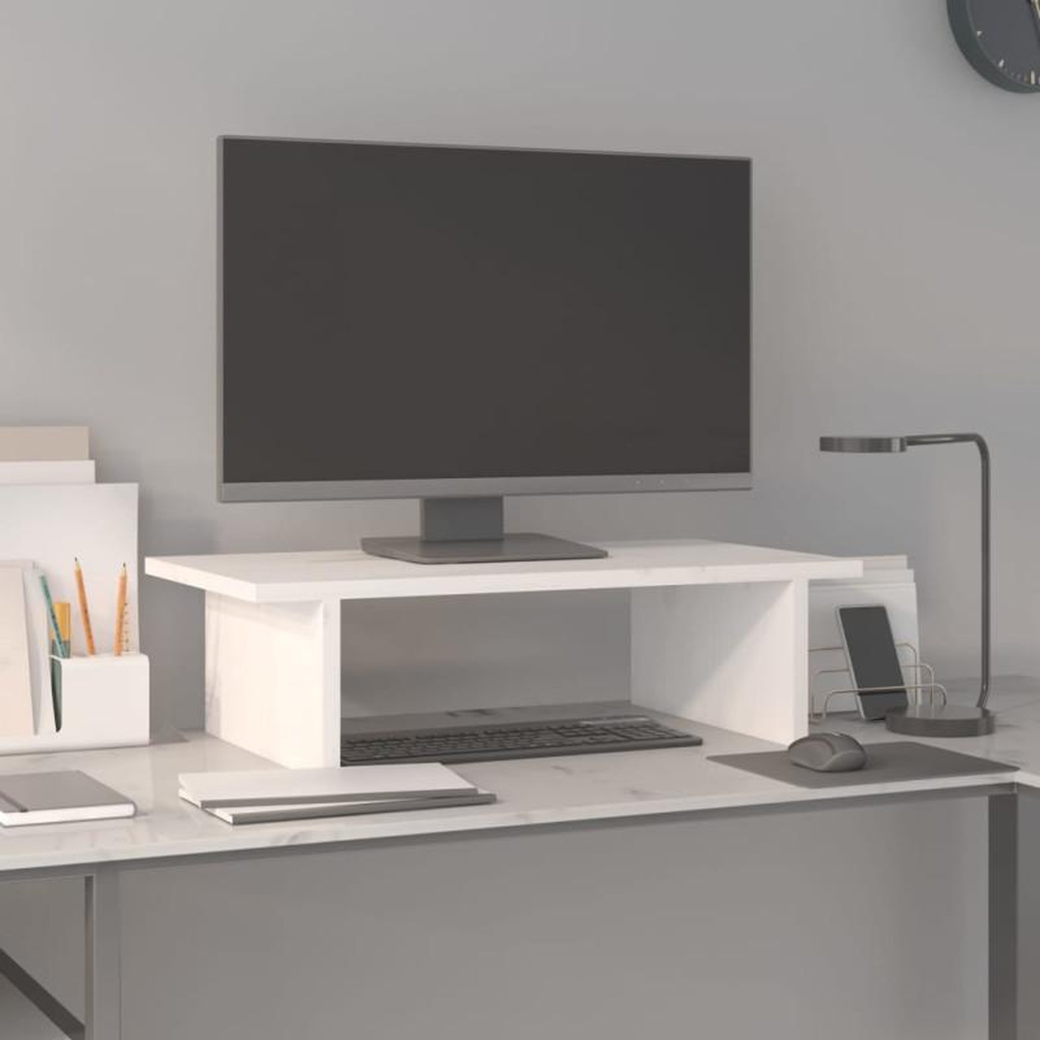 VIDAXL Support de moniteur Blanc 50x27x15 cm Bois de pin solide