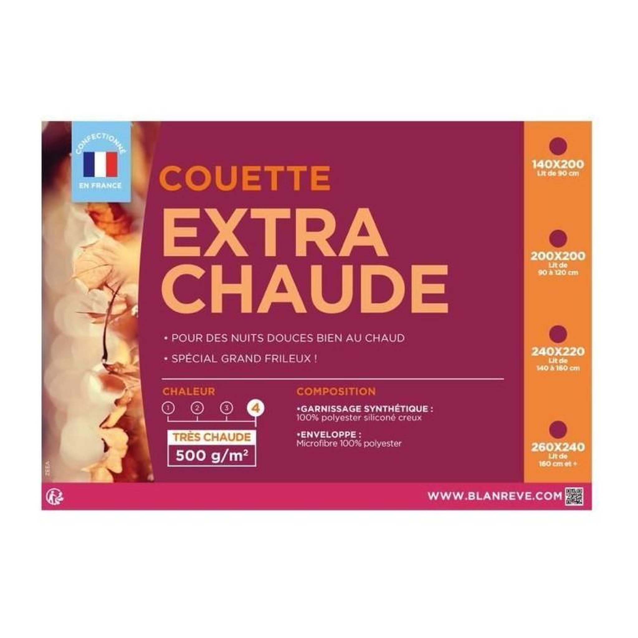 Voir la diapositive 3 : BLANREVE BLANREVE Couette extra chaude en microfibre - 140 x 200 cm - Blanc