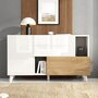 Voir la diapositive 4 : MERAX Buffet 2 porte(s) 2 tiroir(s) - 130 cm blanc+naturel panneau de particules