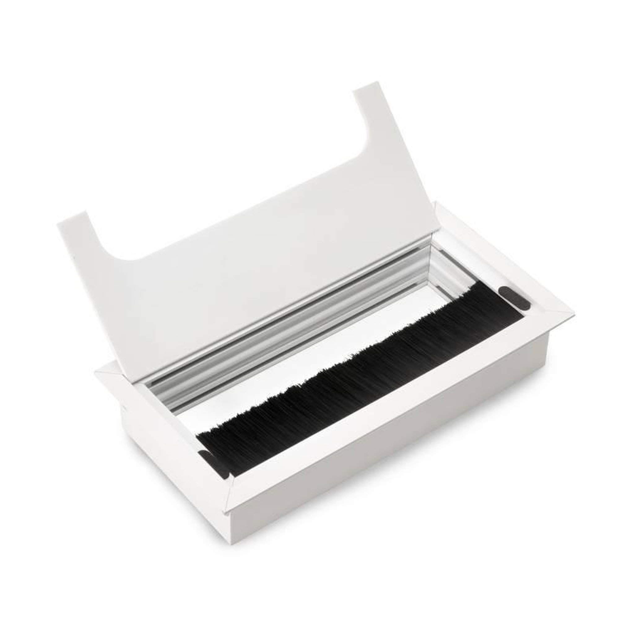 EMUCA SRL Passe-cables de table Quadrum - rectangulaire - 159x80mm à  encastrer - Aluminium - Blanc