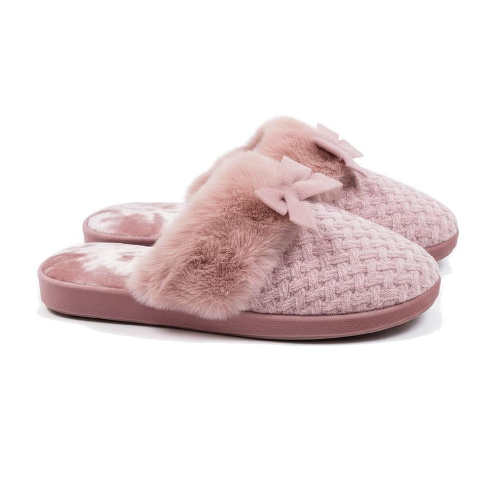 Voir la diapositive 3 : OZABI OZABI Mules Femme, Tricot Fil Lurex, Encolure Fausse Fourrure et Nœud