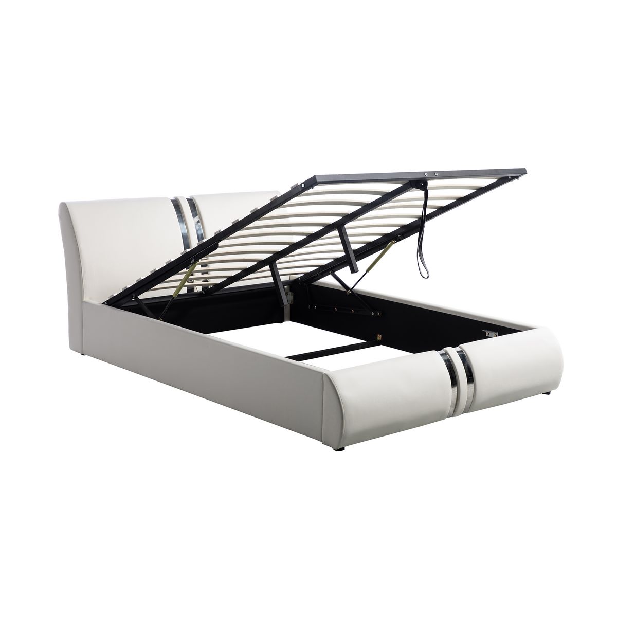 Lit coffre adulte contemporain sommier inclus et tête de lit 160x200cm  JAZ