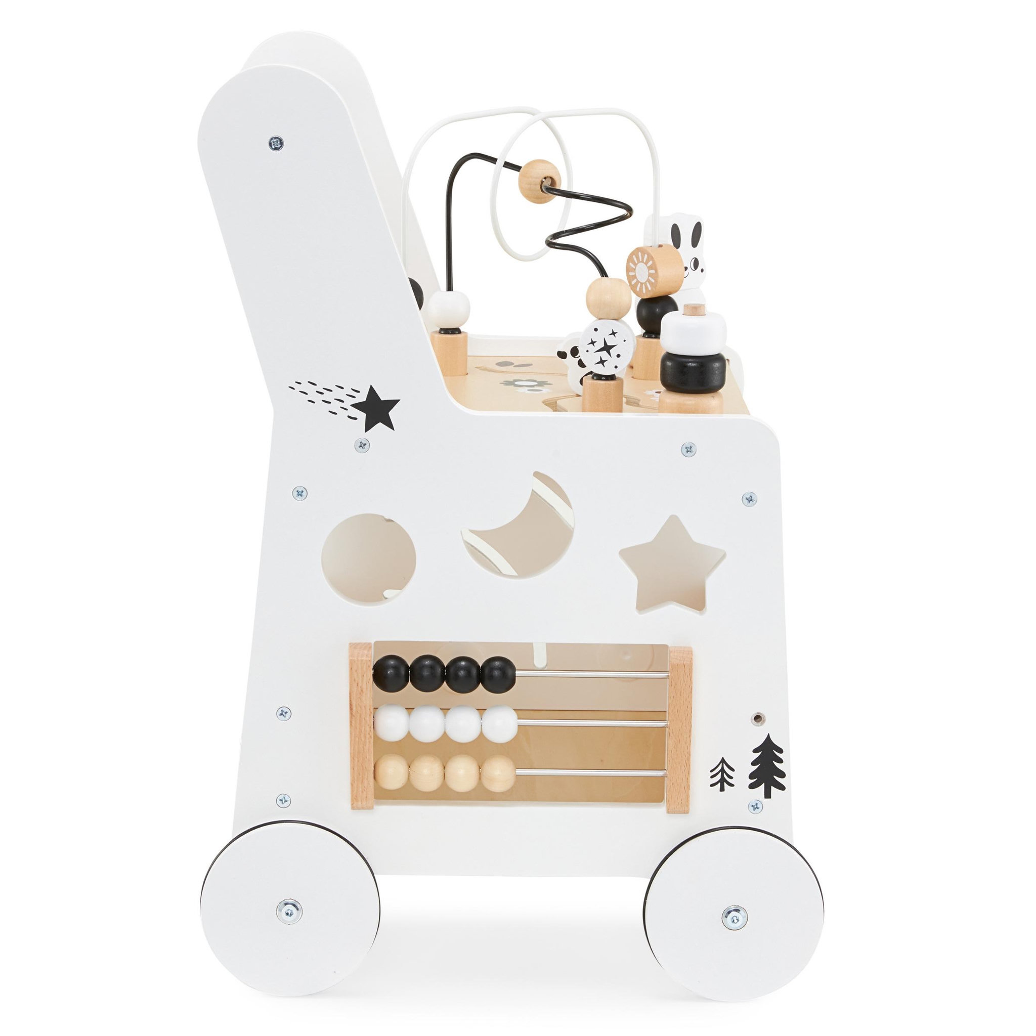 MAMABRUM Poussette Déambulateur en Bois 6-en-1 avec Table Éducative et Jeux d'Éveil