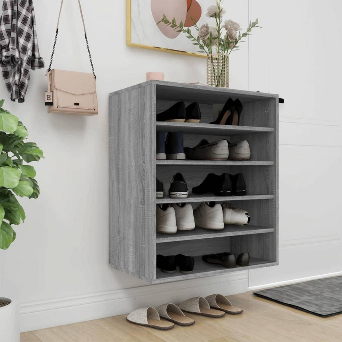 VIDAXL Meuble a chaussures Sonoma gris 60x35x70 cm Bois d'ingenierie