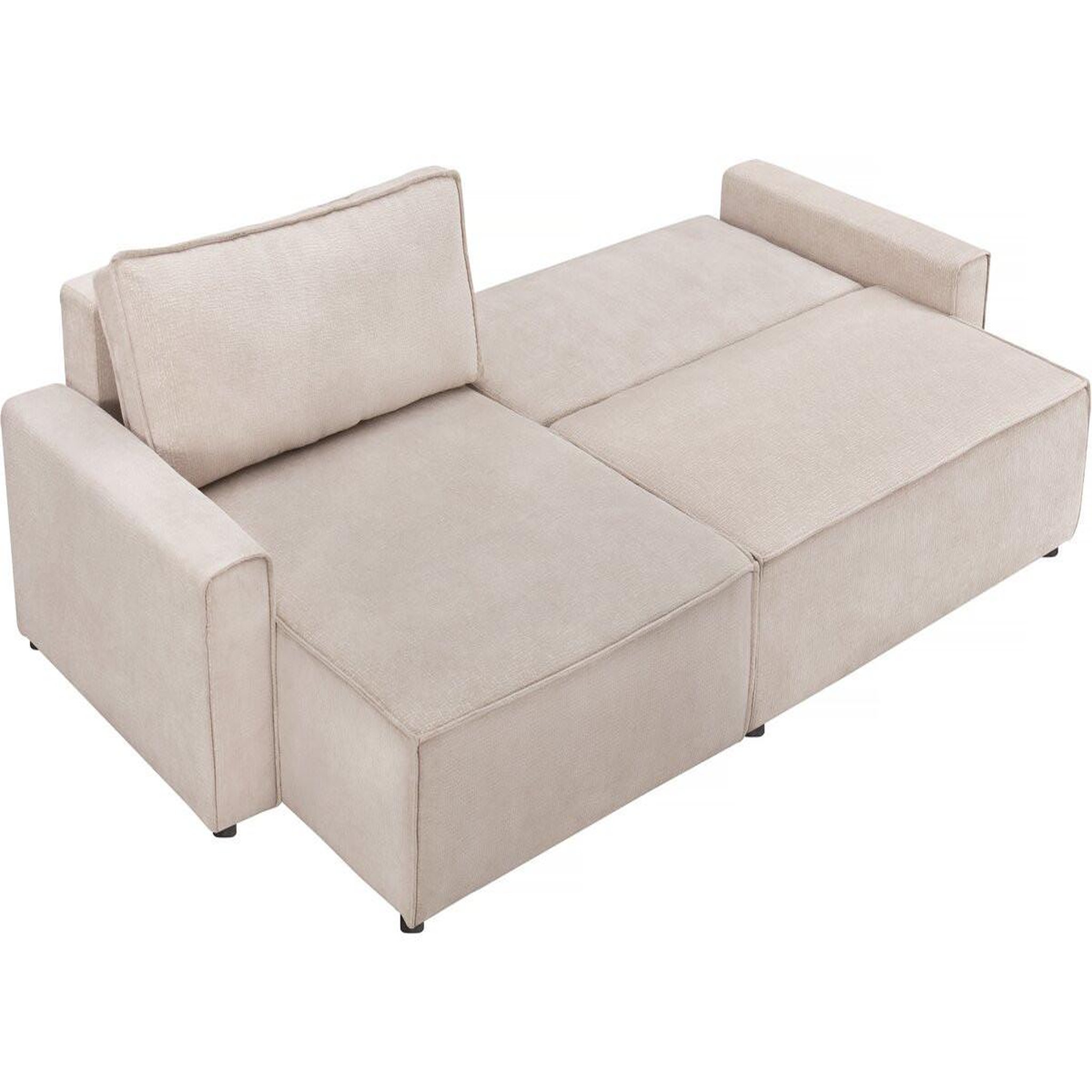 Voir la diapositive 3 : Habitat et Jardin Canapé d'angle convertible en tissu texturé  montaigne  - 4 places - beige