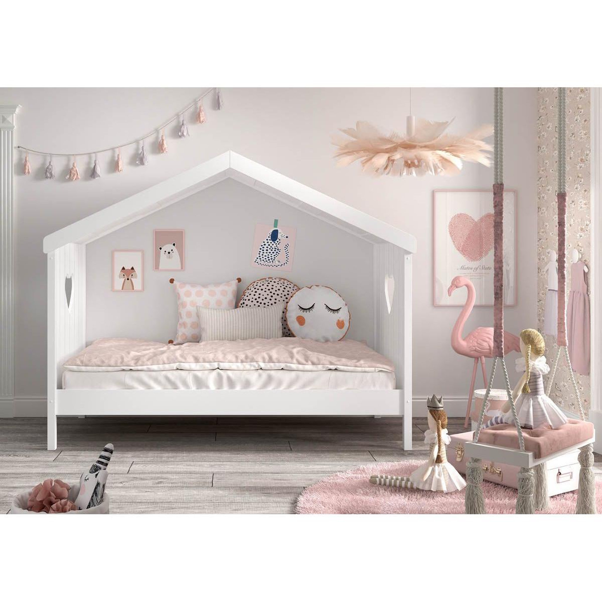 Voir la diapositive 5 : Paris Prix Lit cabane enfant ouvert  amori  90x200cm blanc