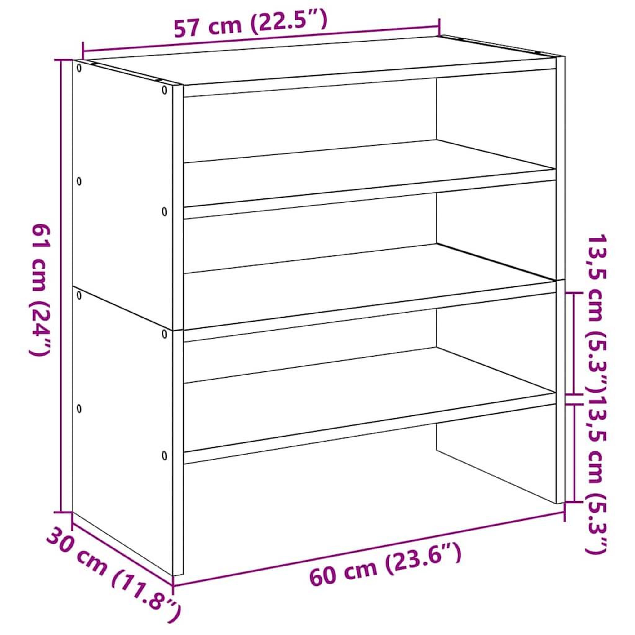 Voir la diapositive 6 : VIDAXL Etageres a chaussures 2 pcs empilable vieux bois 60x30x30,5 cm
