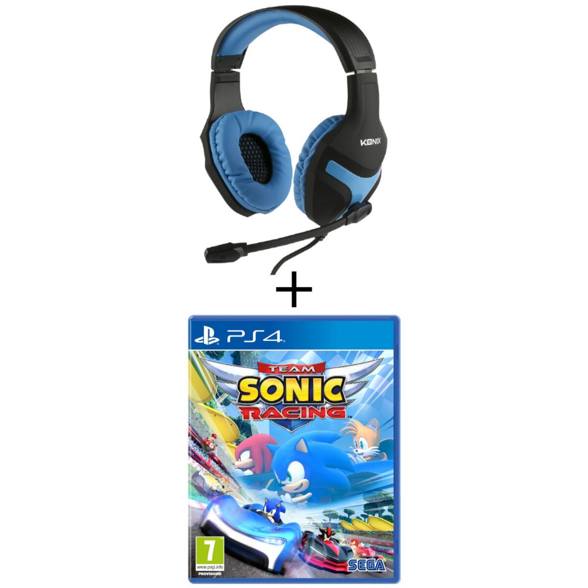 Casque Gaming Konix PS4 + Sonic Racing PS4