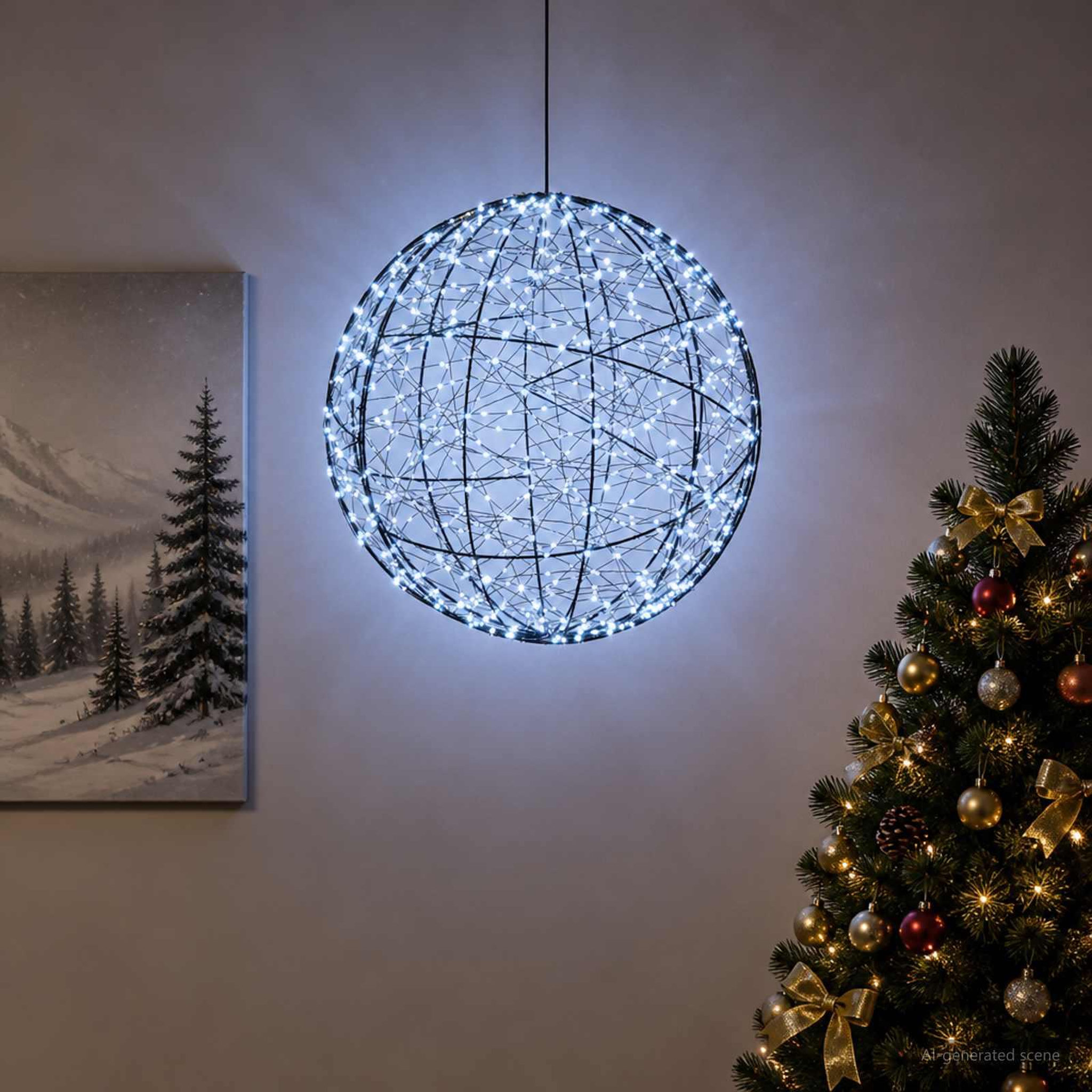 Voir la diapositive 2 : VIDAXL Lumiere de finial de Noël 950 LED Blanc froid Ø 60 x 63 cm