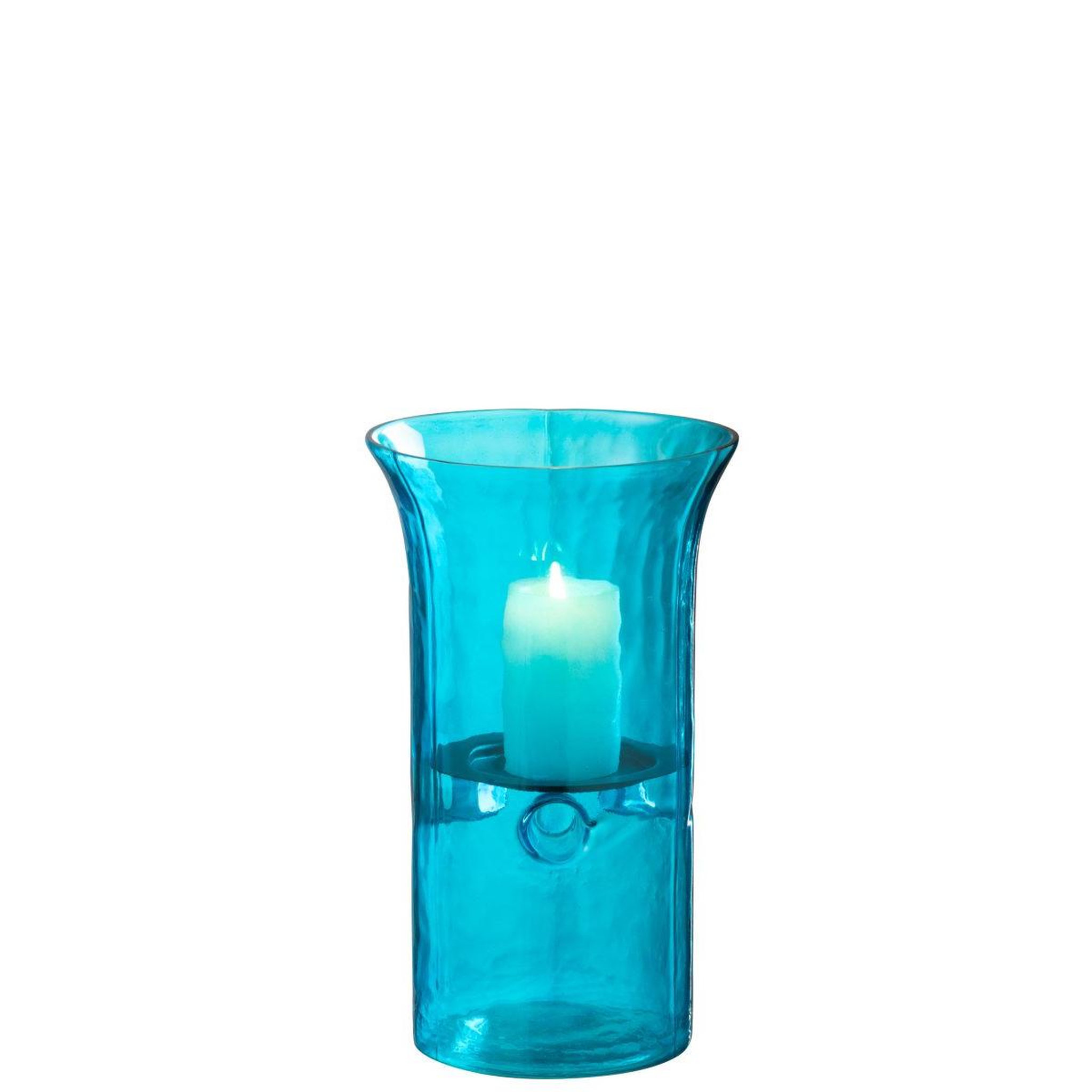 Voir la diapositive 2 : J-LINE Photophore Étroit en Verre  Tarifa  26cm Bleu Azur