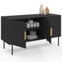 Voir la diapositive 4 : ID MARKET Buffet 110 cm MARCEL noir 3 portes effet lattes