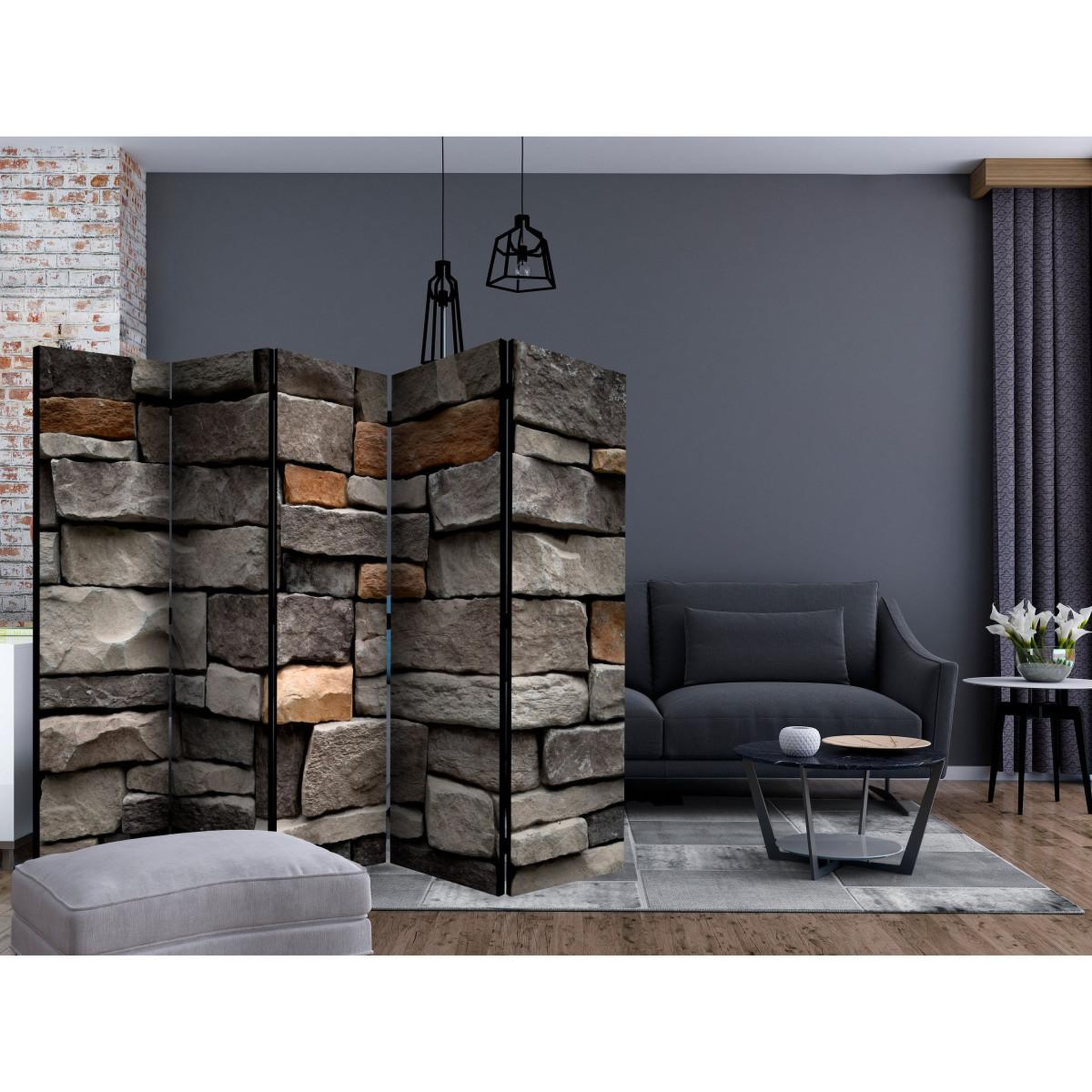Voir la diapositive 2 : Paris Prix Paravent 5 volets  stony stronghold  172x225cm