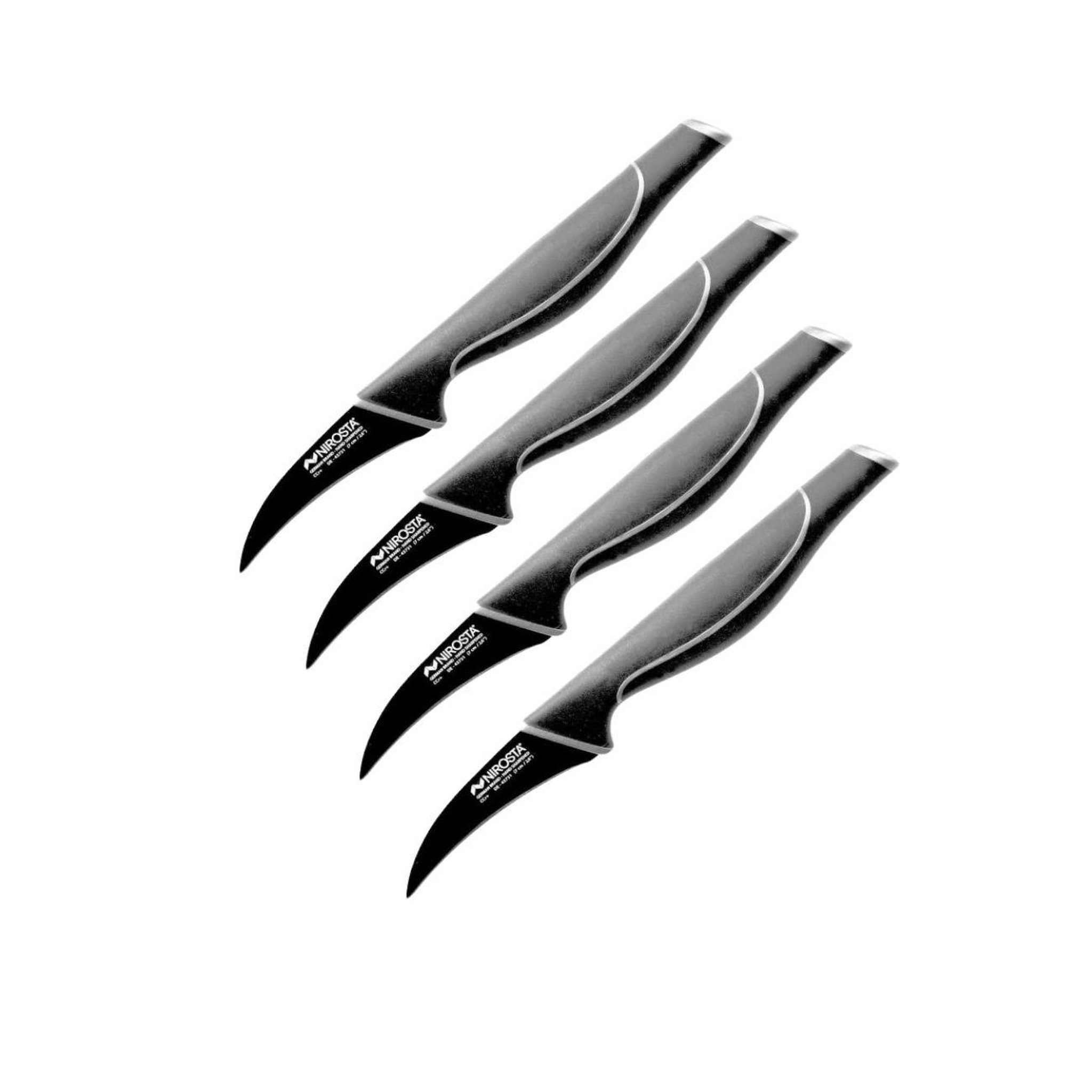 NIROSTA Set de 4 couteaux d'office 19 cm en acier inoxydable Nirosta Black Edition