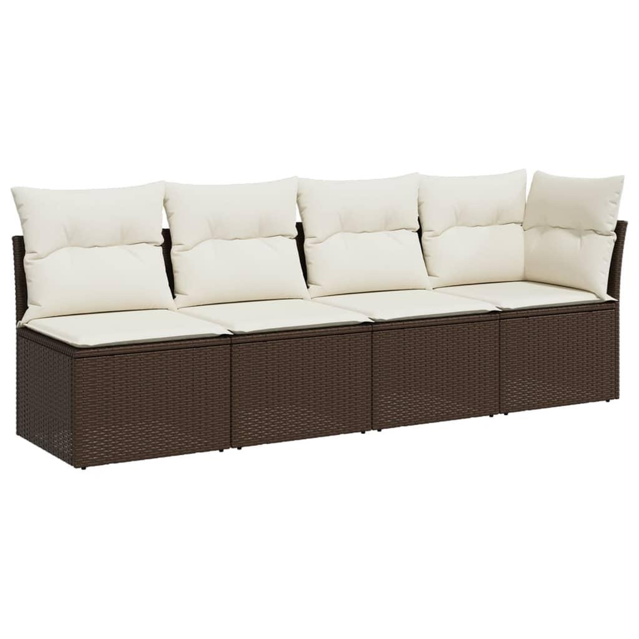 Voir la diapositive 2 : VIDAXL Canape de jardin avec coussins 4 places marron resine tressee