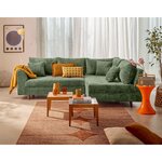 LISA DESIGN Rune - canapé d'angle droit 4 places en velours texturé. Coloris disponibles : Vert, Bleu, Orange, Beige, Gris, Violet