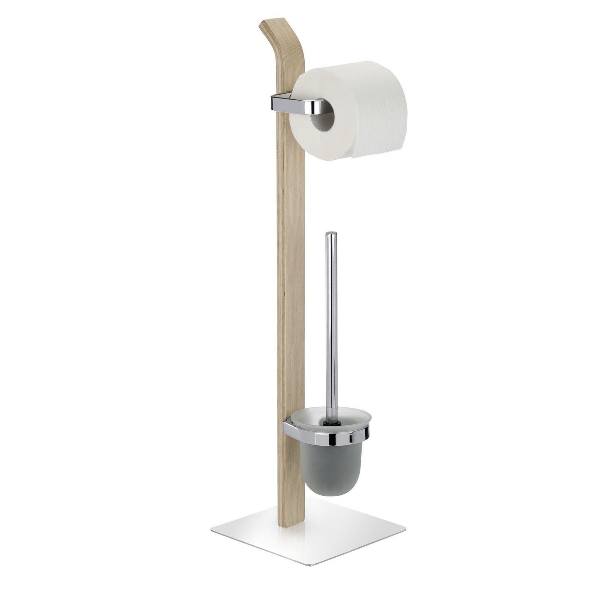 Wenko Valet wc design inox et bois samona - h. 71 cm - gris
