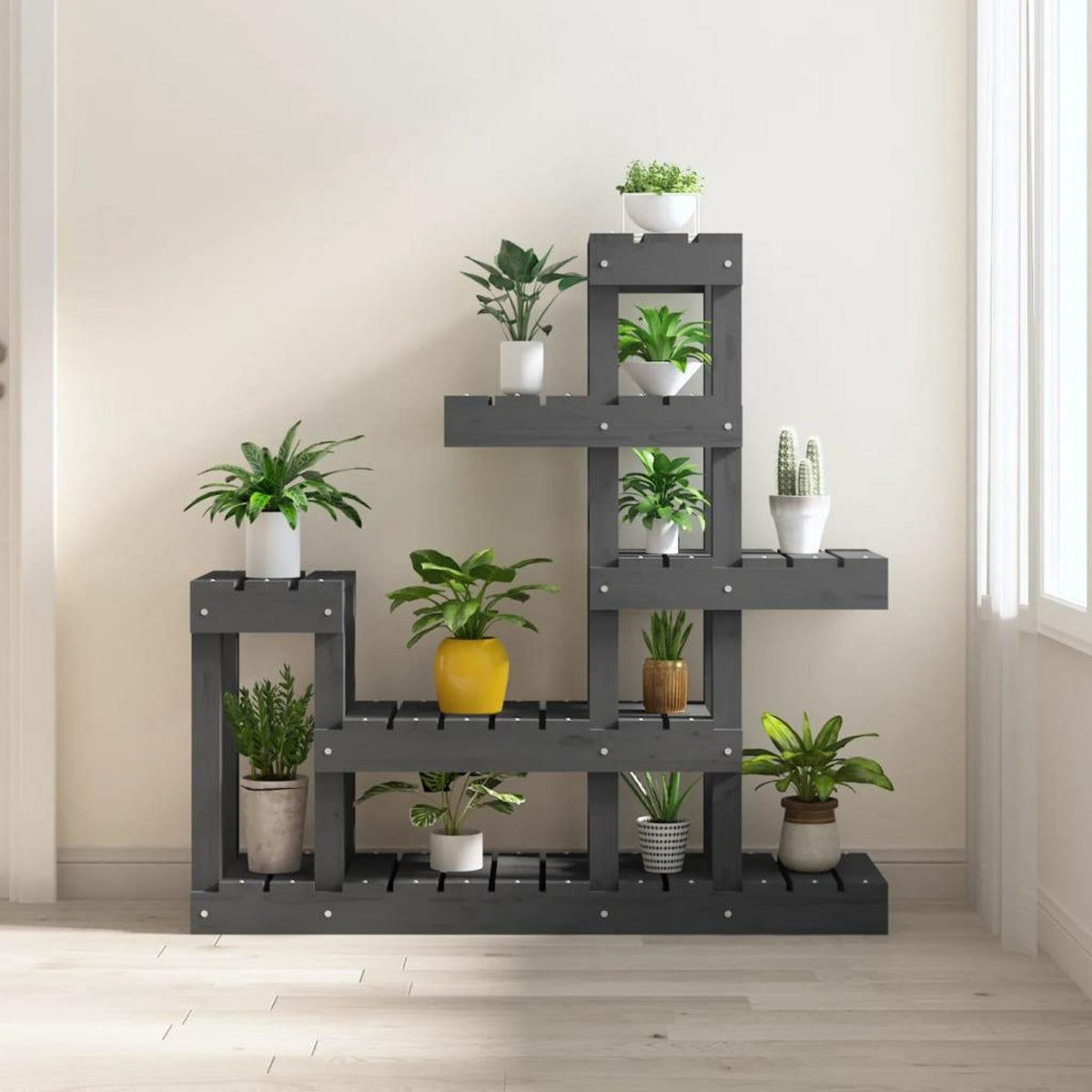 VIDAXL Support a plantes Gris 92x25x97 cm Bois massif de pin