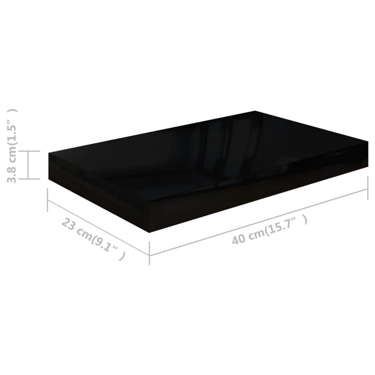 VIDAXL Etagere murale flottante 2 pcs Noir brillant 40x23x3,8 cm MDF