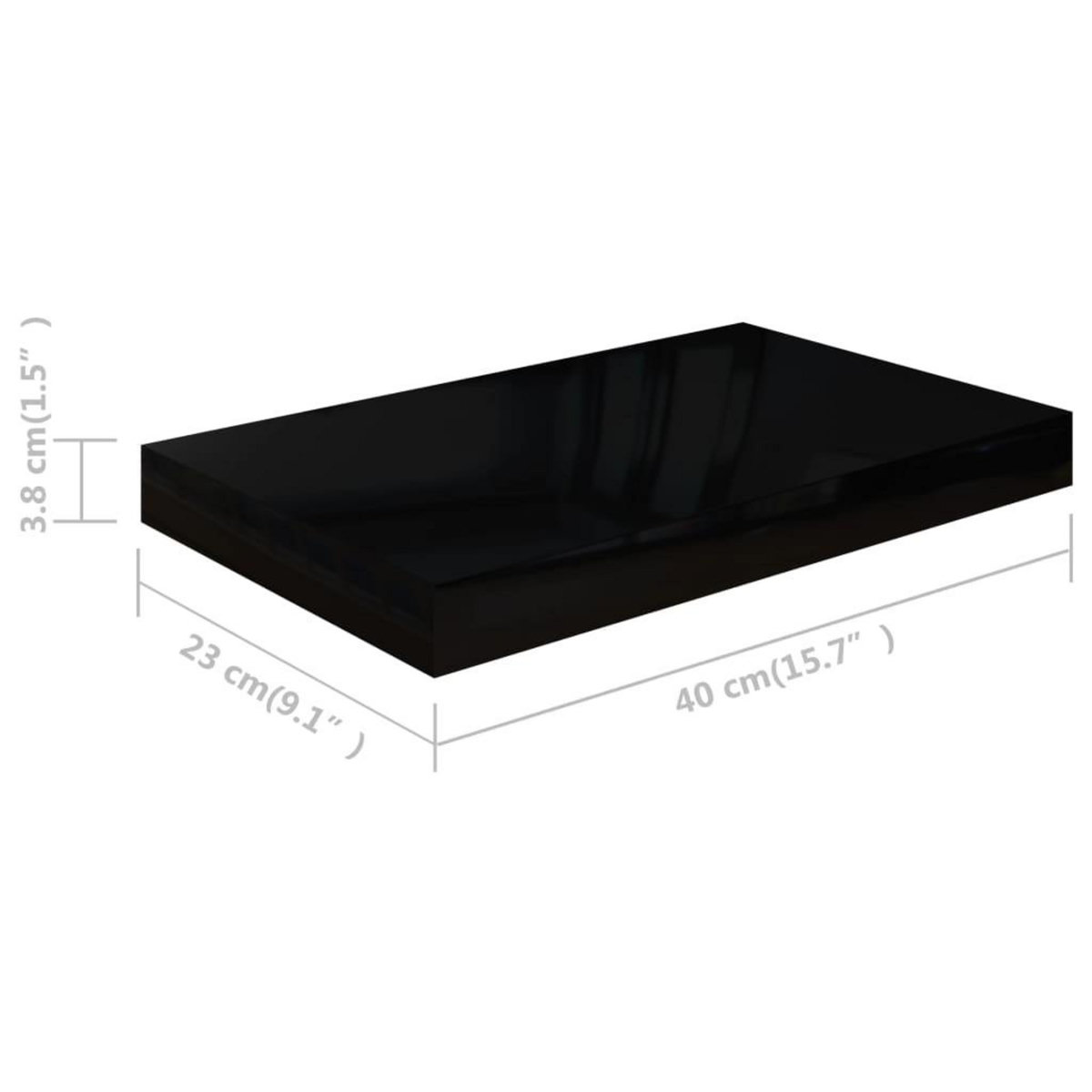 VIDAXL Etagere murale flottante 2 pcs Noir brillant 40x23x3,8 cm MDF