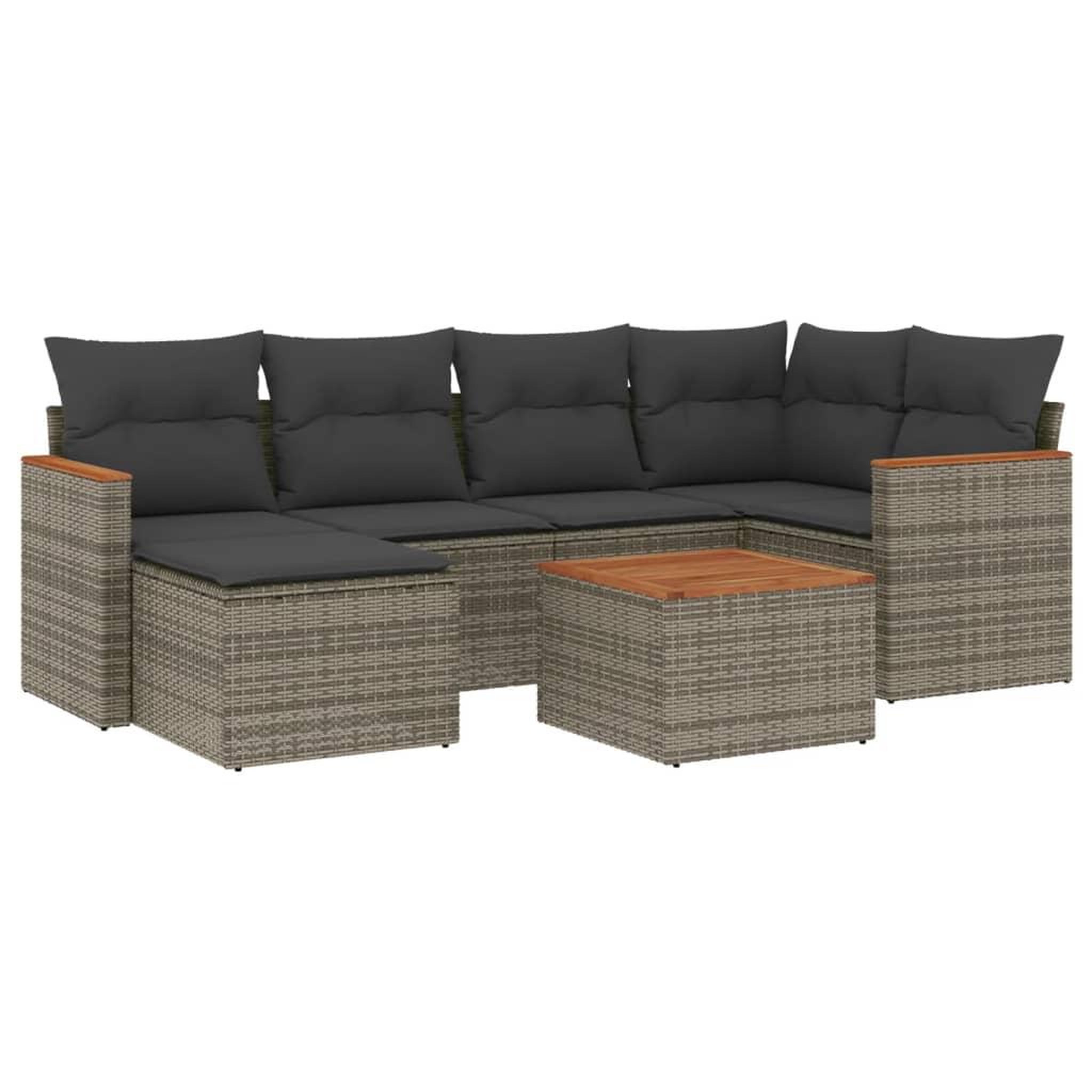 Voir la diapositive 2 : VIDAXL Salon de jardin avec coussins 7 pcs gris resine tressee