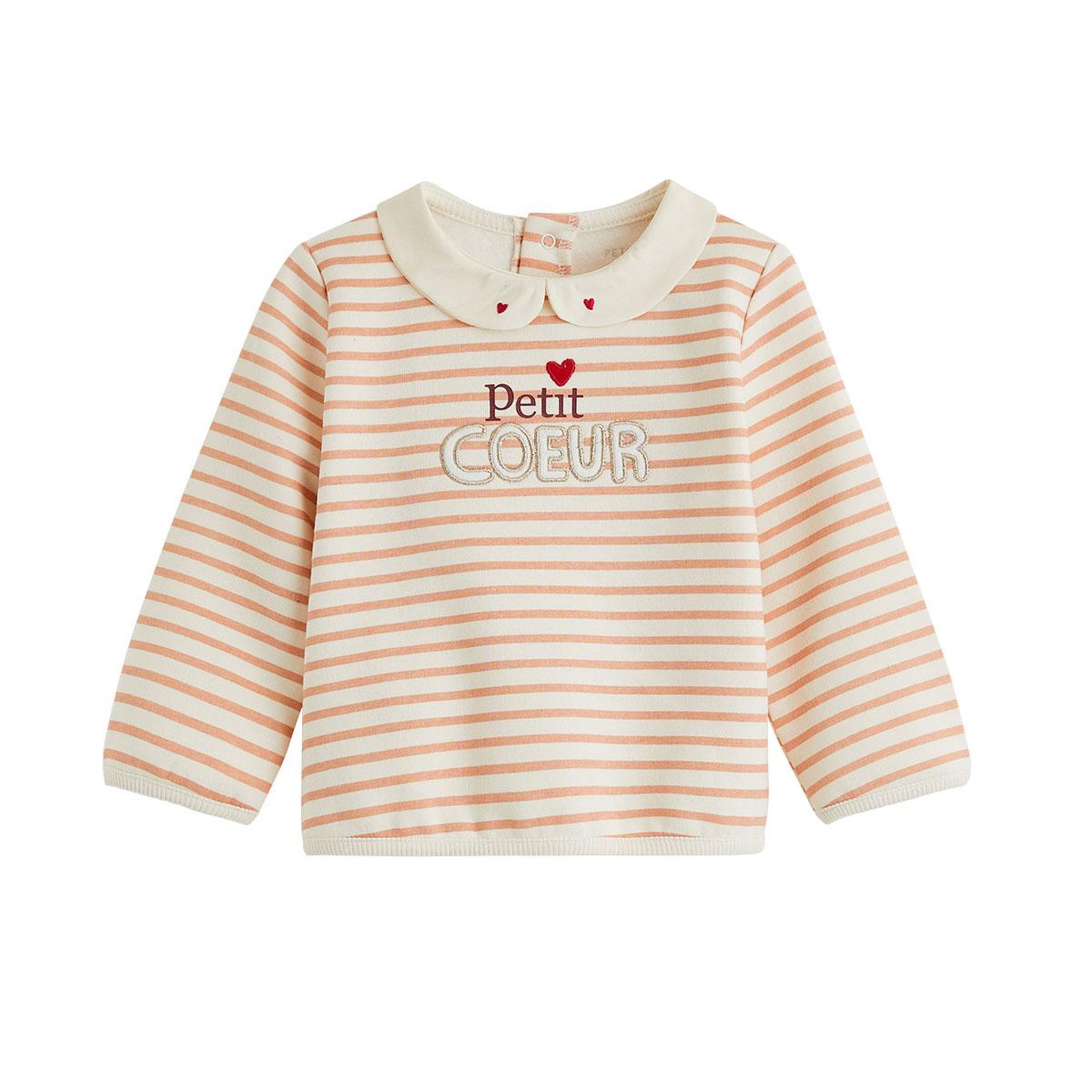 PETIT BEGUIN Sweat-shirt bébé en molleton aimée. Coloris disponibles : Beige