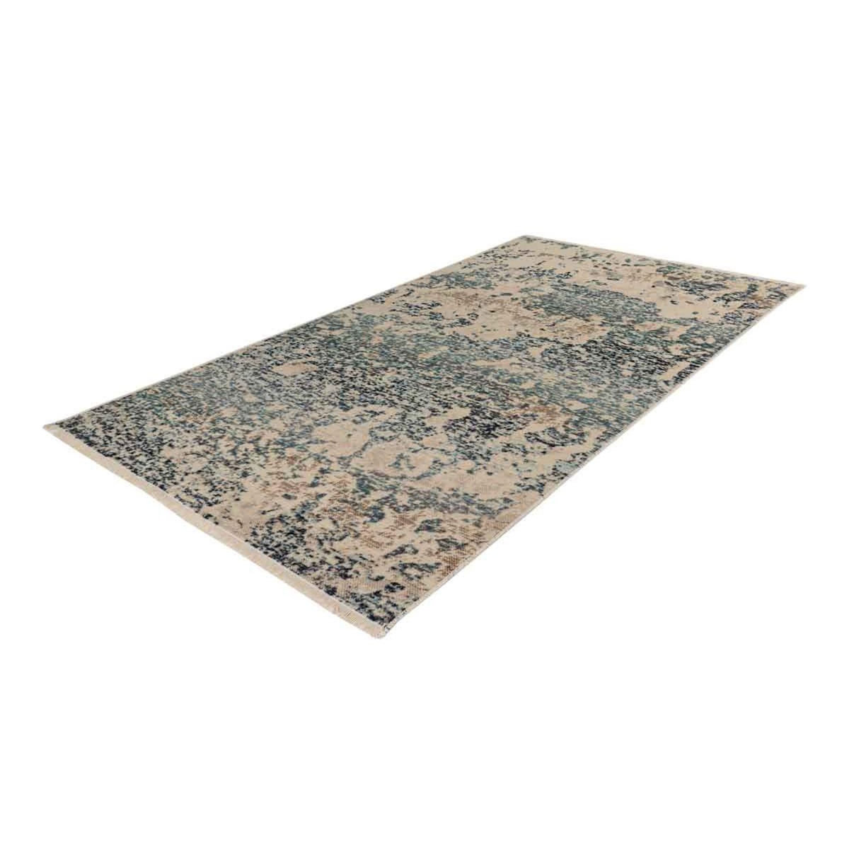 Paris Prix Tapis Tissé Abstrait à Poils Plats  Charu II  Bleu