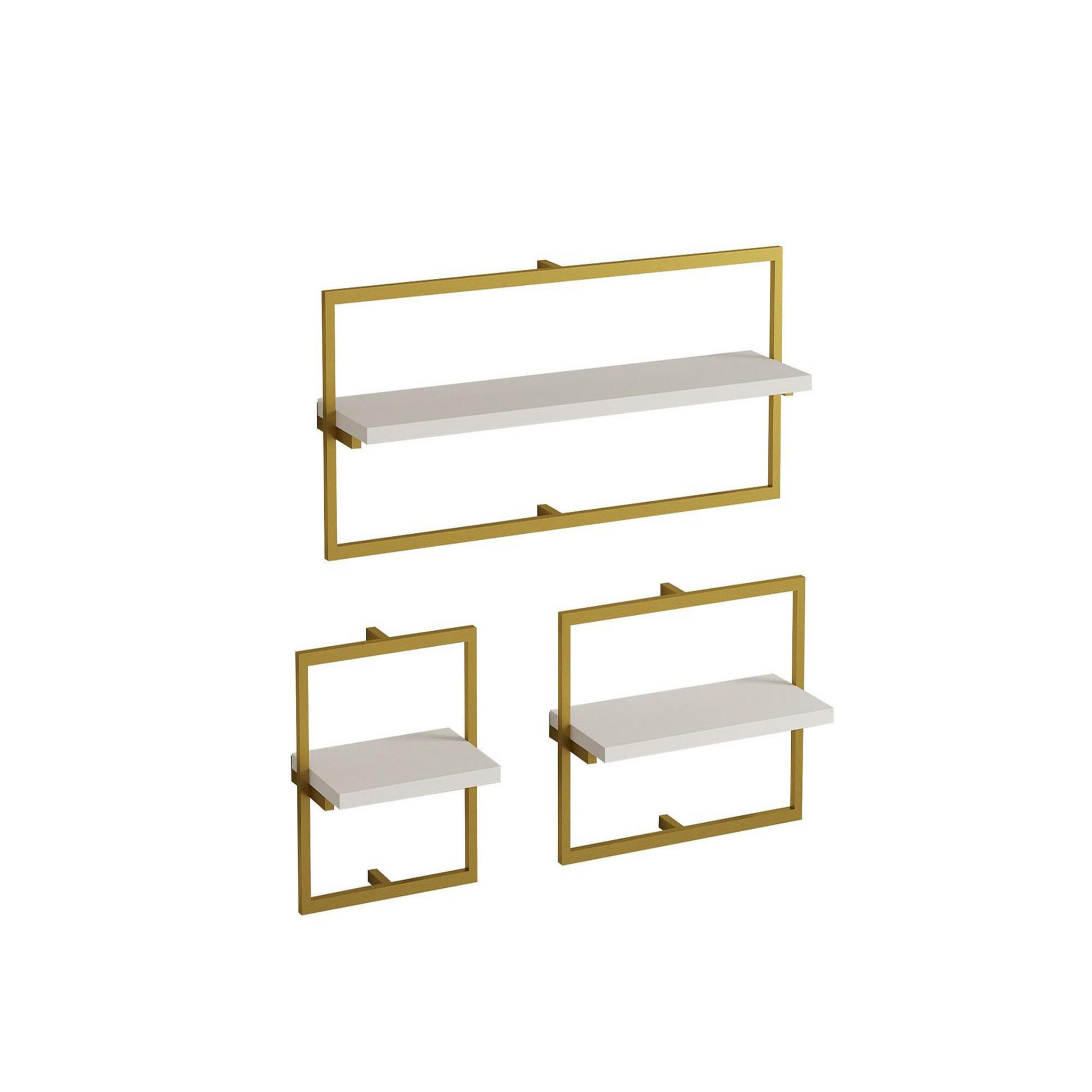 Habitat et Jardin Étagère murale en bois  yeso  - 80 x 20 x 30 cm - blanc, or