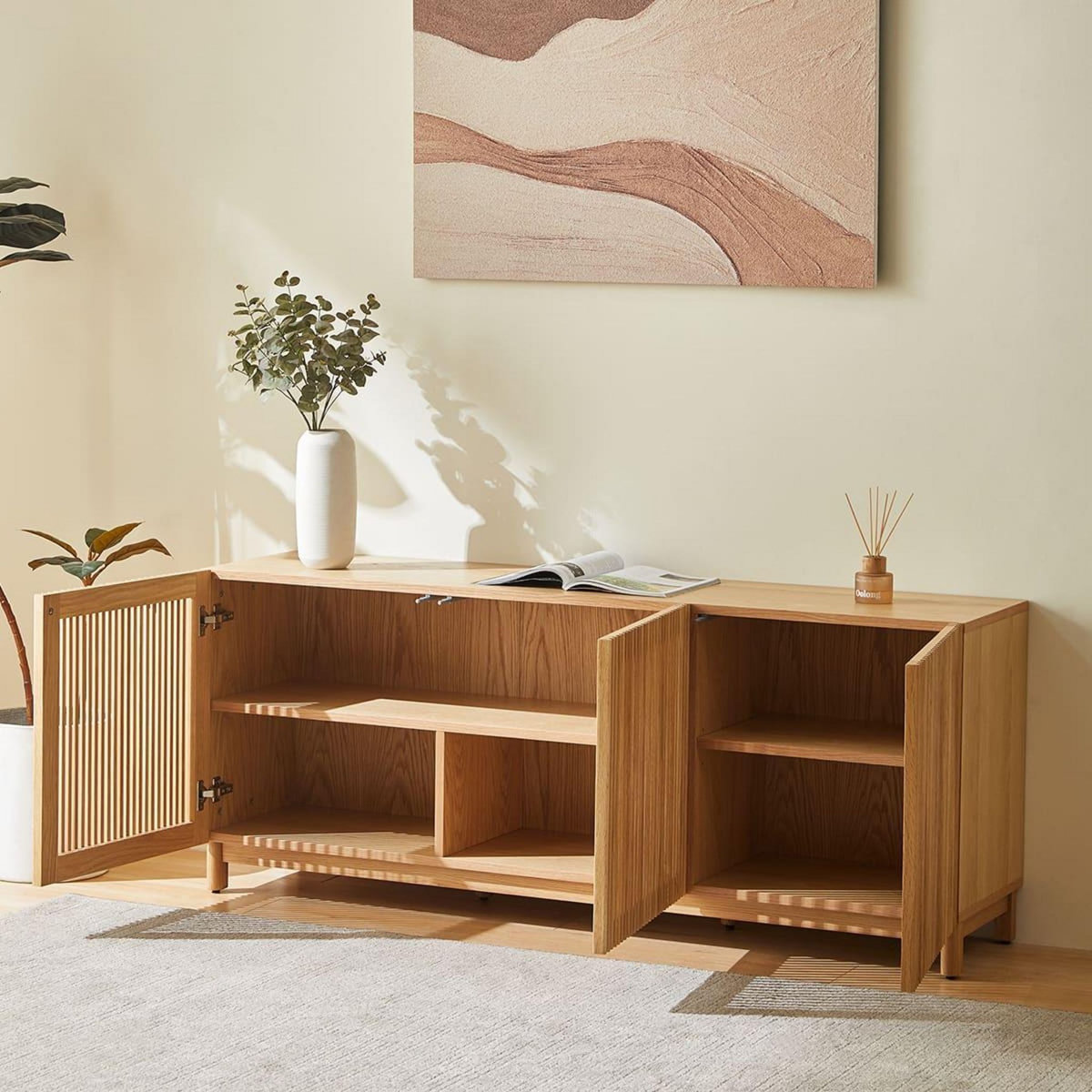 HOMIFAB Buffet 3 portes bois/frêne 160 cm - Umea