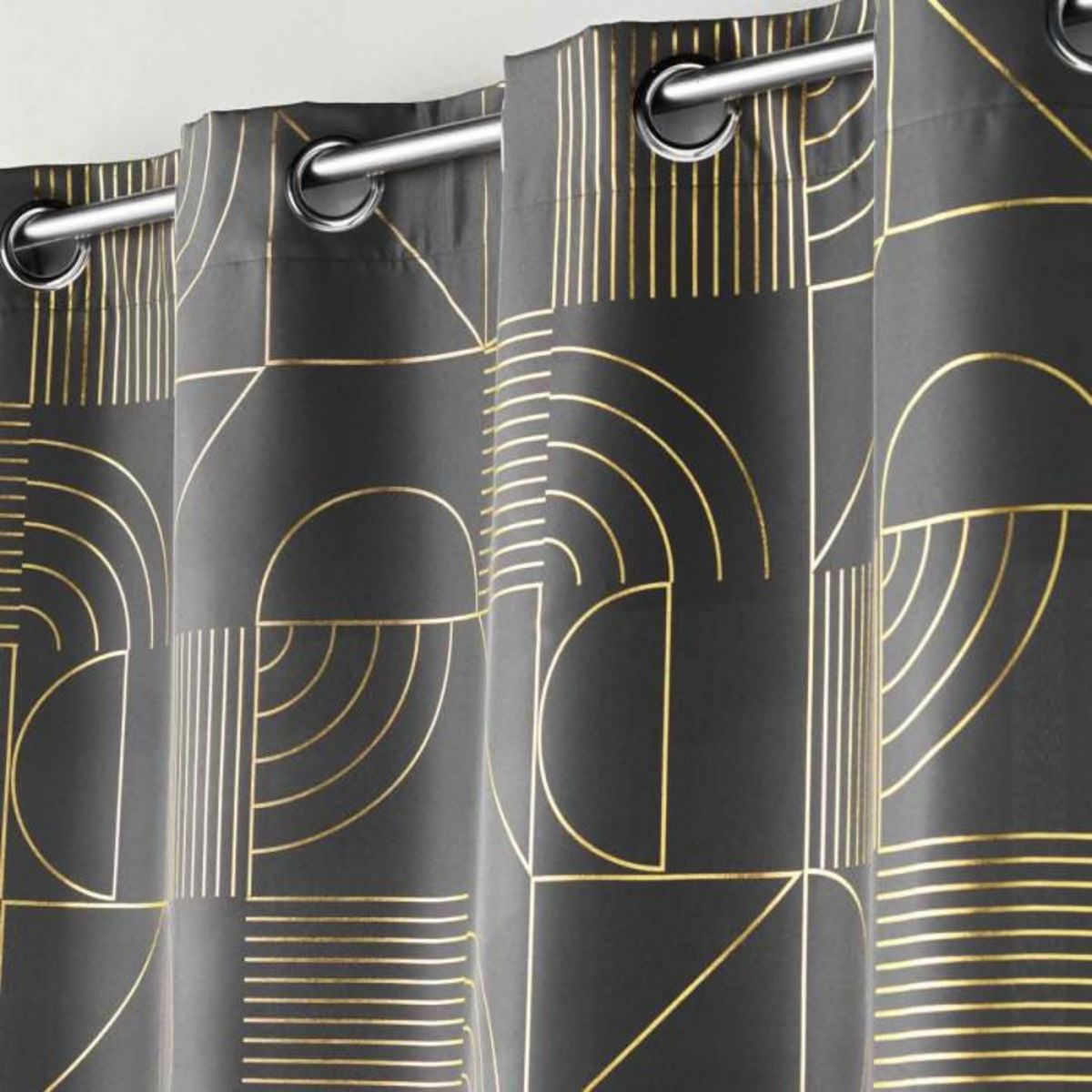 Paris Prix Rideau à Œillets Imprimé  Lineor  140x260cm Anthracite