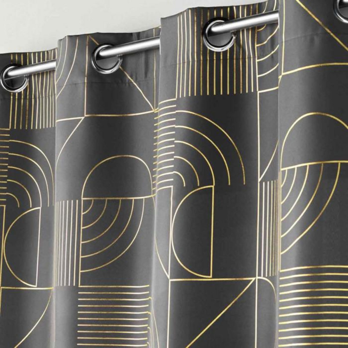 Paris Prix Rideau à Œillets Imprimé  Lineor  140x260cm Anthracite