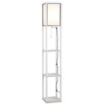 HOMCOM Lampadaire étagère lampe étagère 26L x 26l x 160H cm 3 étagères 4 niveaux MDF blanc