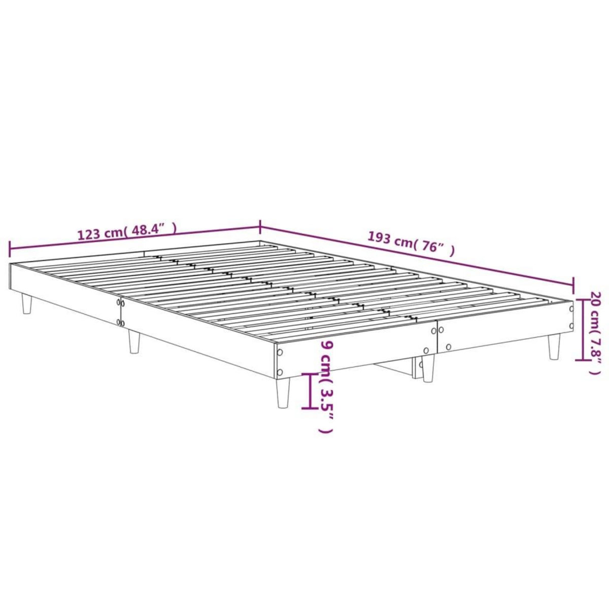 VIDAXL Cadre de lit sans matelas chene fume 120x190 cm bois ingenierie